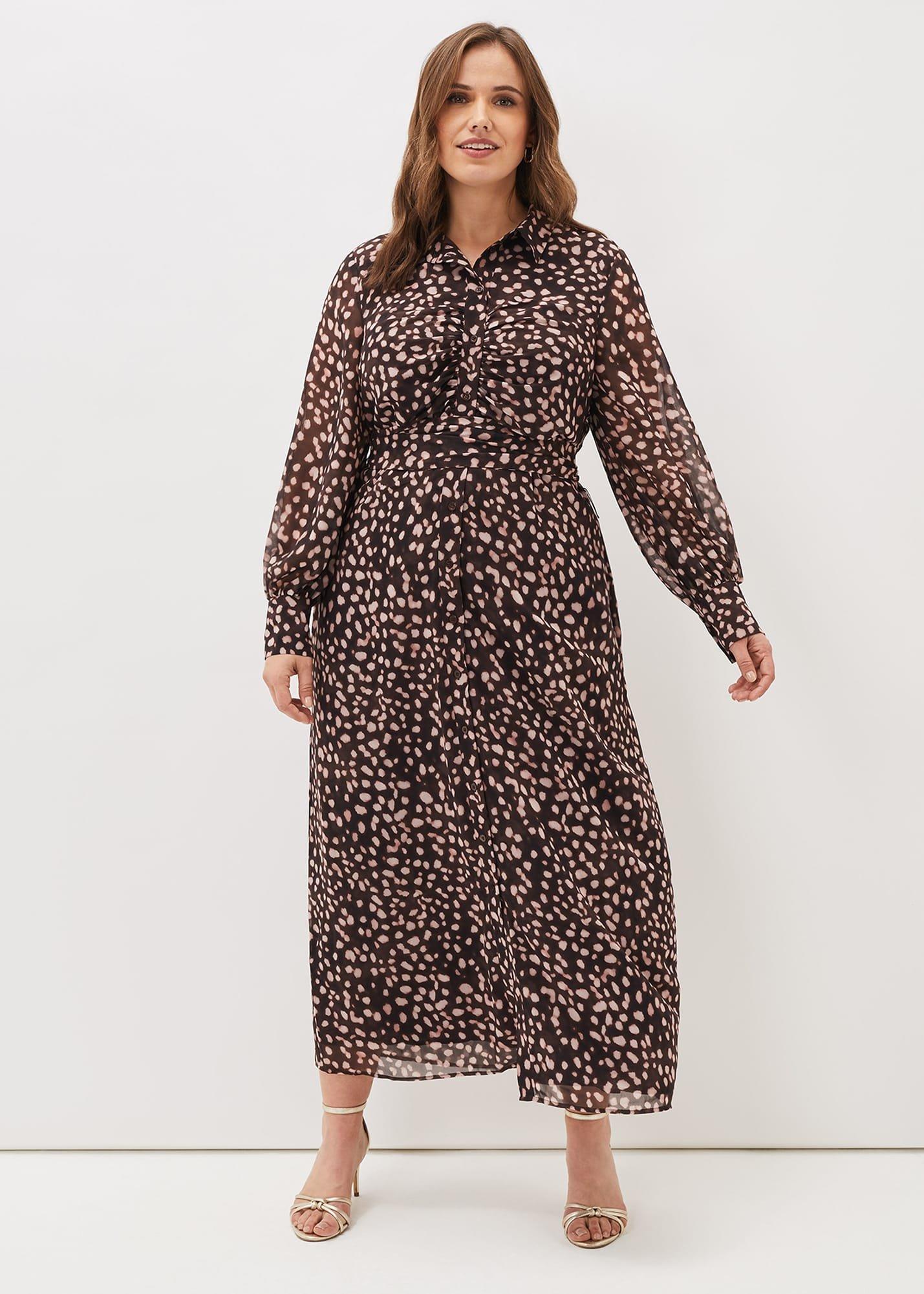 Libby Spot Print Midi Dress