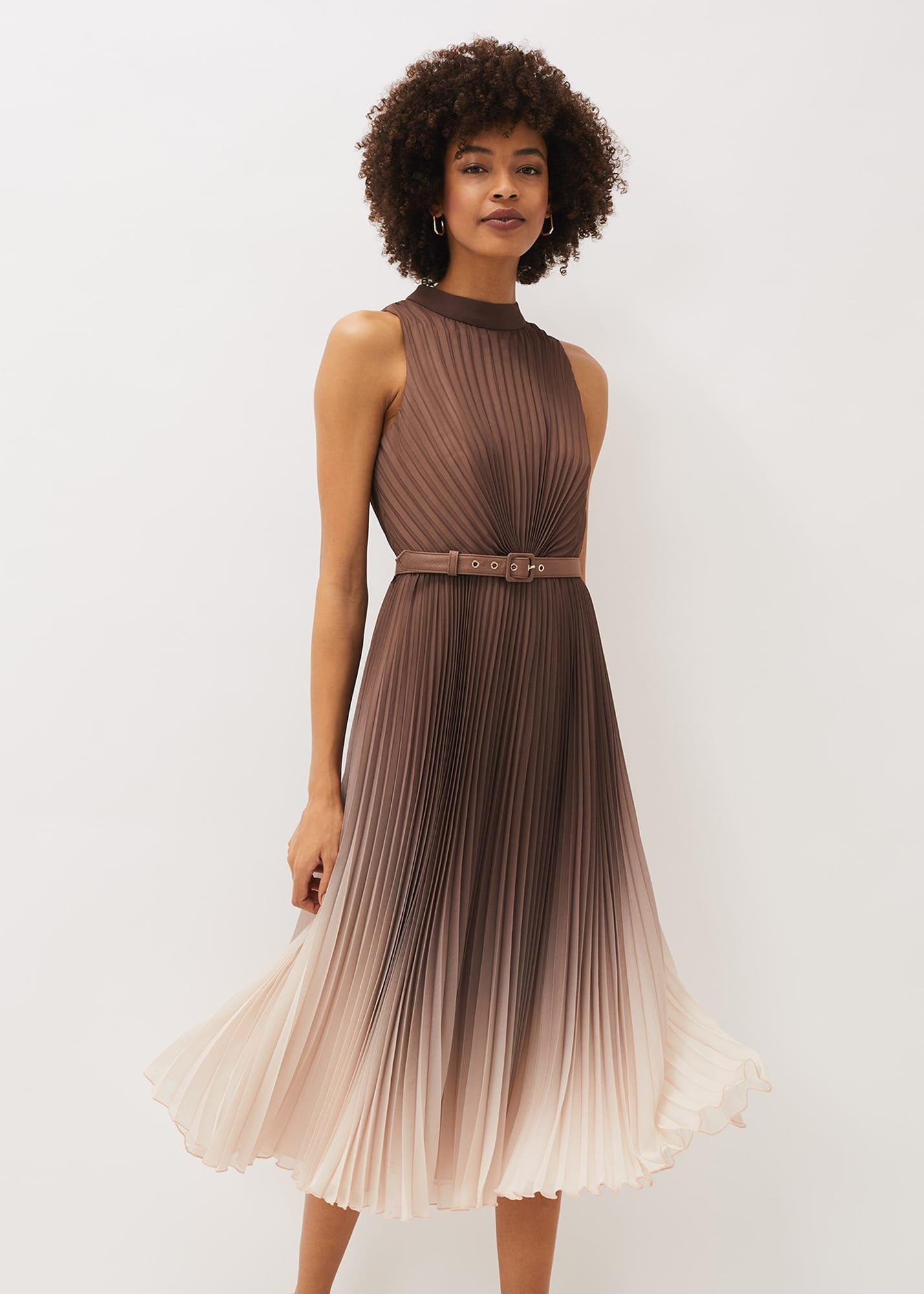 Simara Ombre Pleated Halterneck Dress