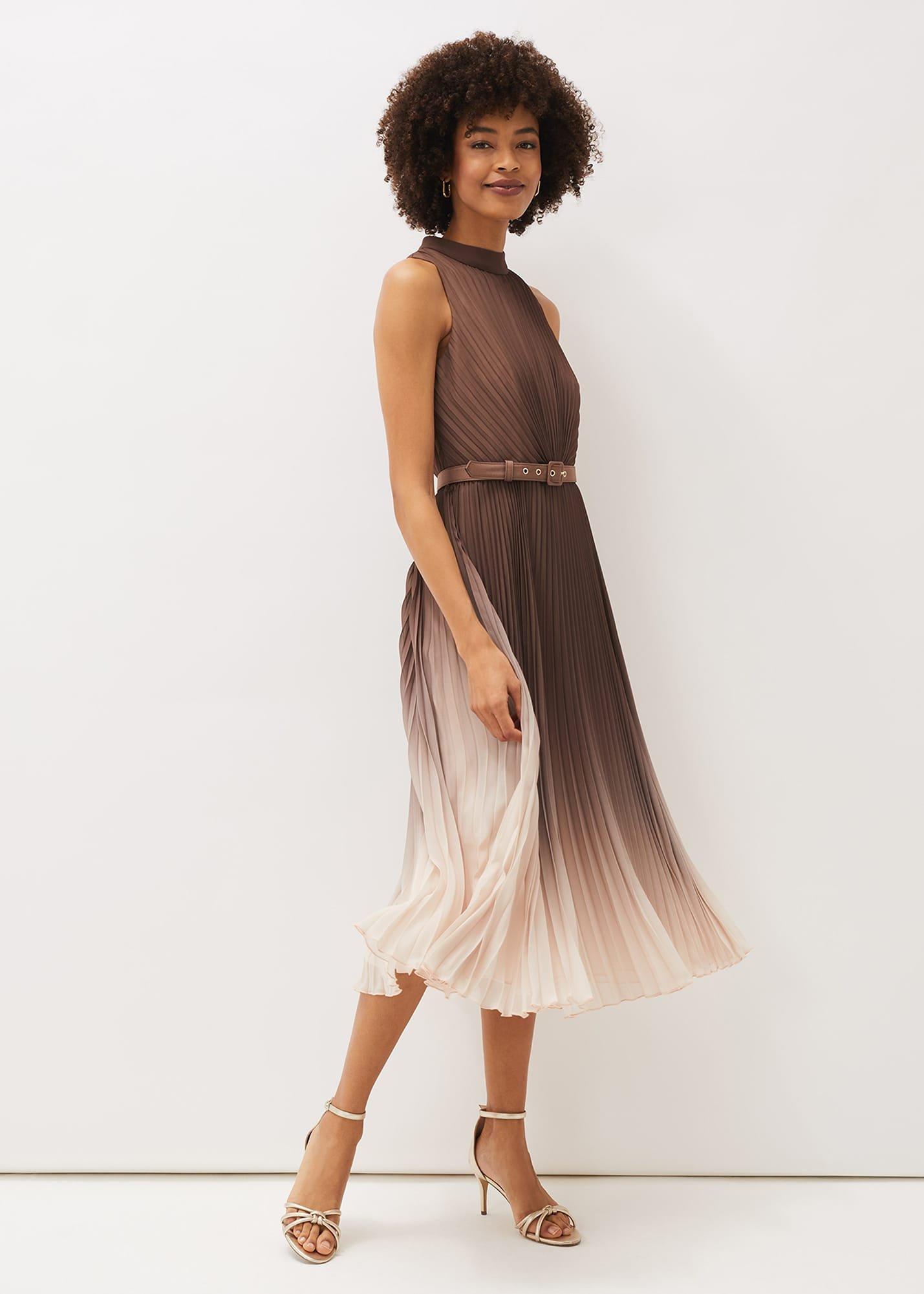 Simara Ombre Pleated Halterneck Dress