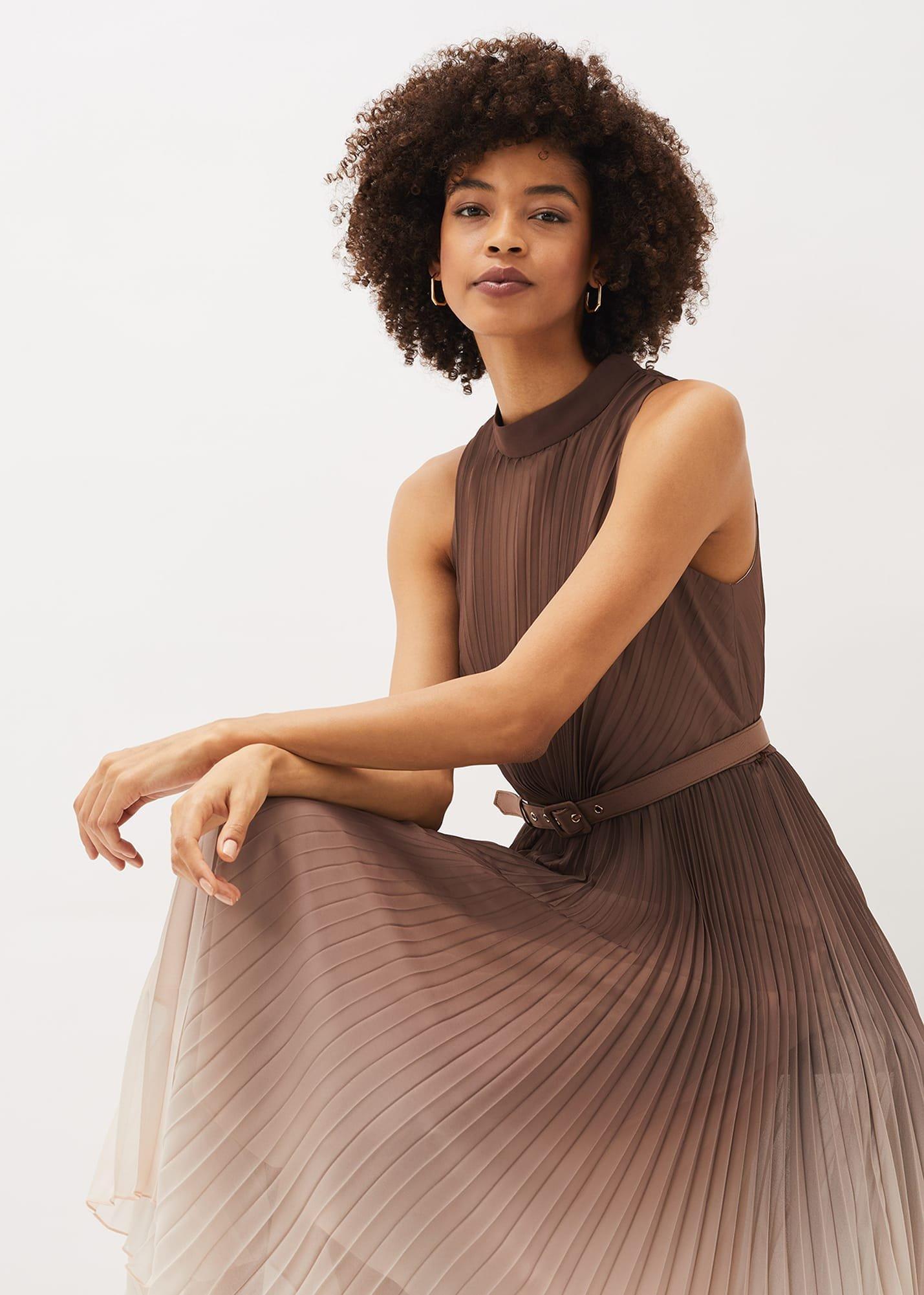 Simara Ombre Pleated Halterneck Dress