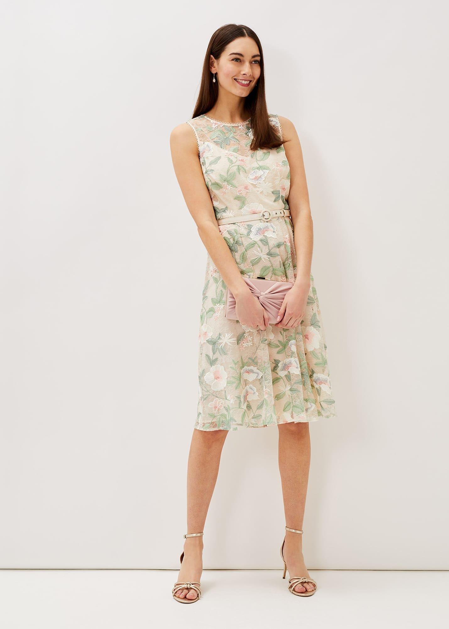 Aria Embroidered Lace Fit & Flare Dress
