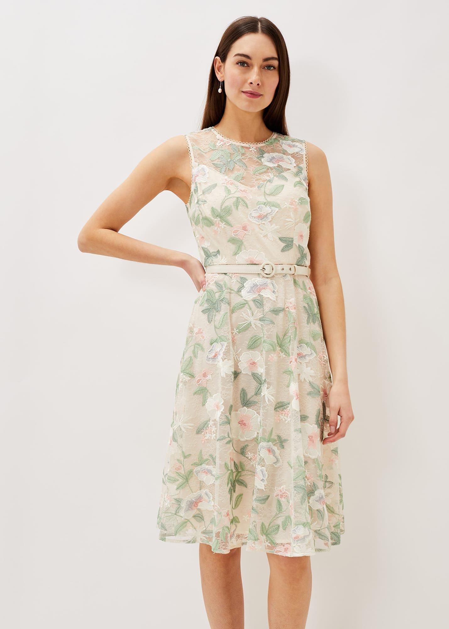 Aria Embroidered Lace Fit & Flare Dress