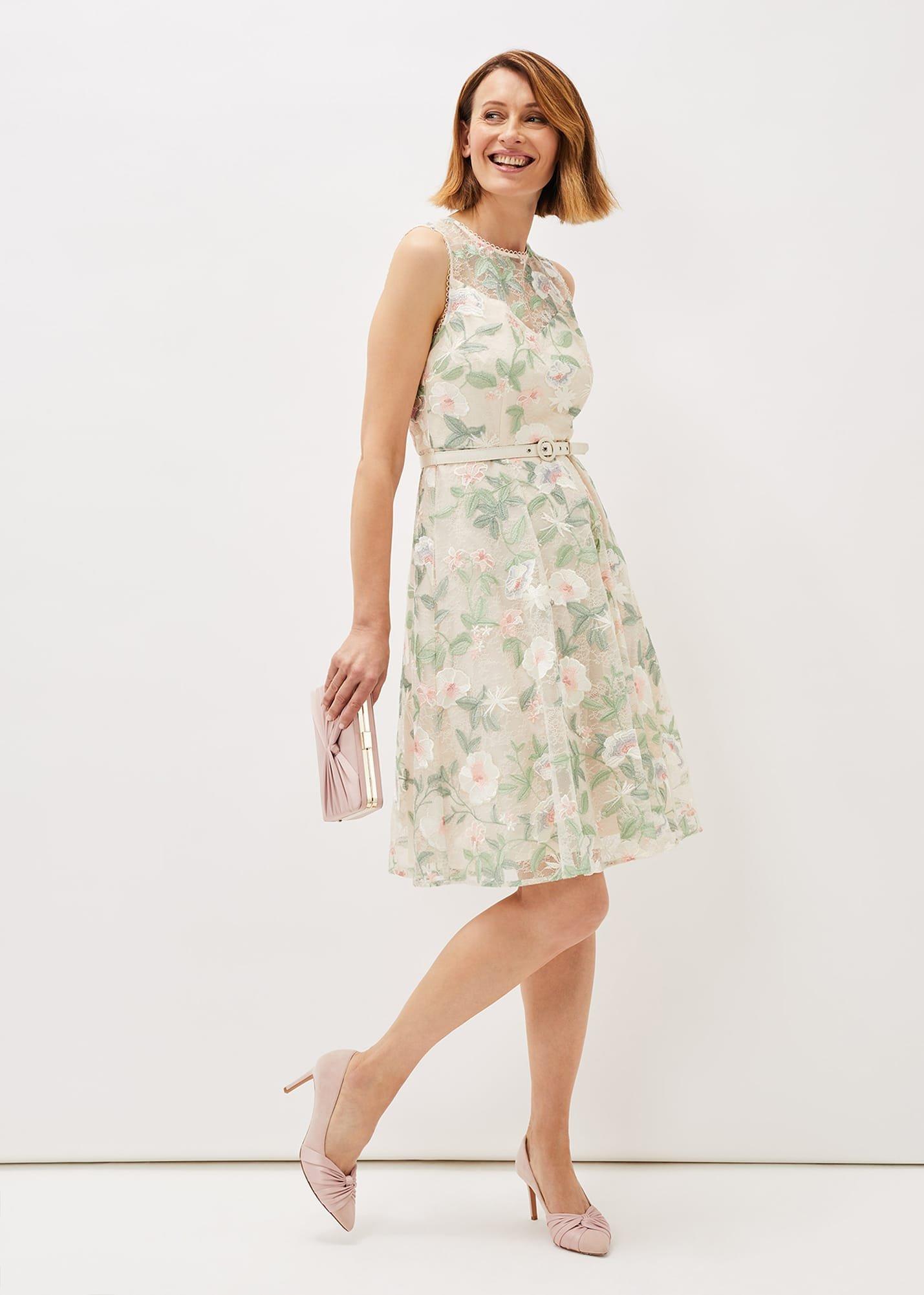Aria Embroidered Lace Fit & Flare Dress