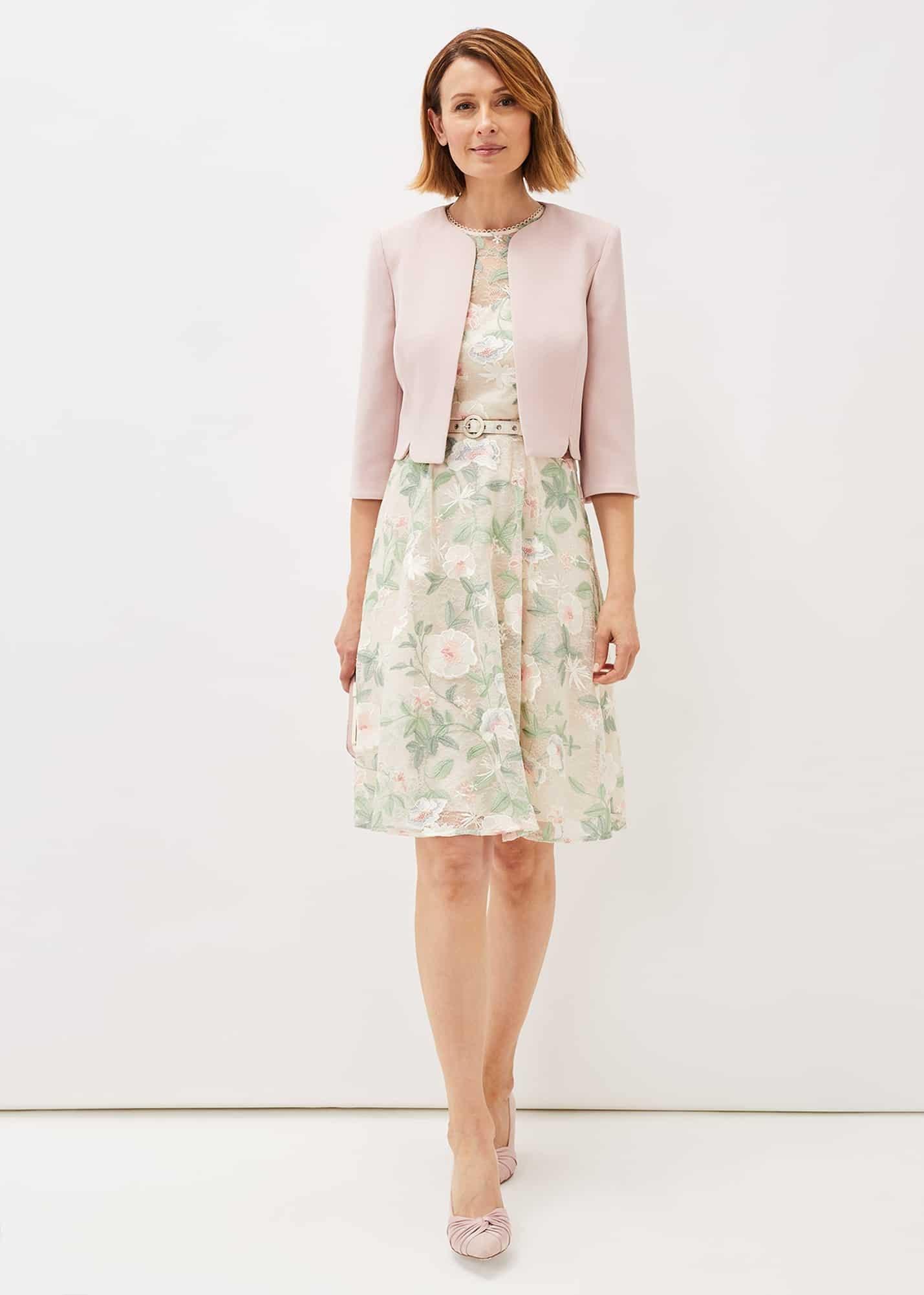 Aria Embroidered Lace Fit & Flare Dress