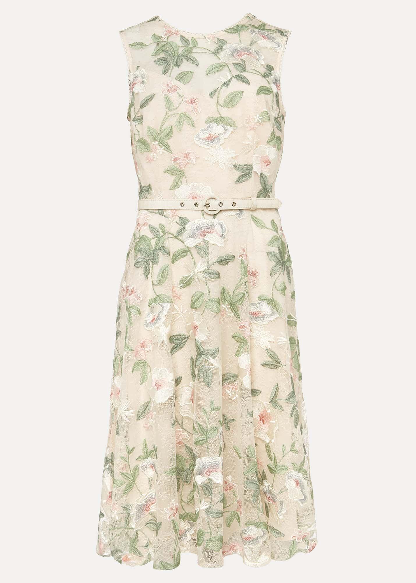 Aria Embroidered Lace Fit & Flare Dress
