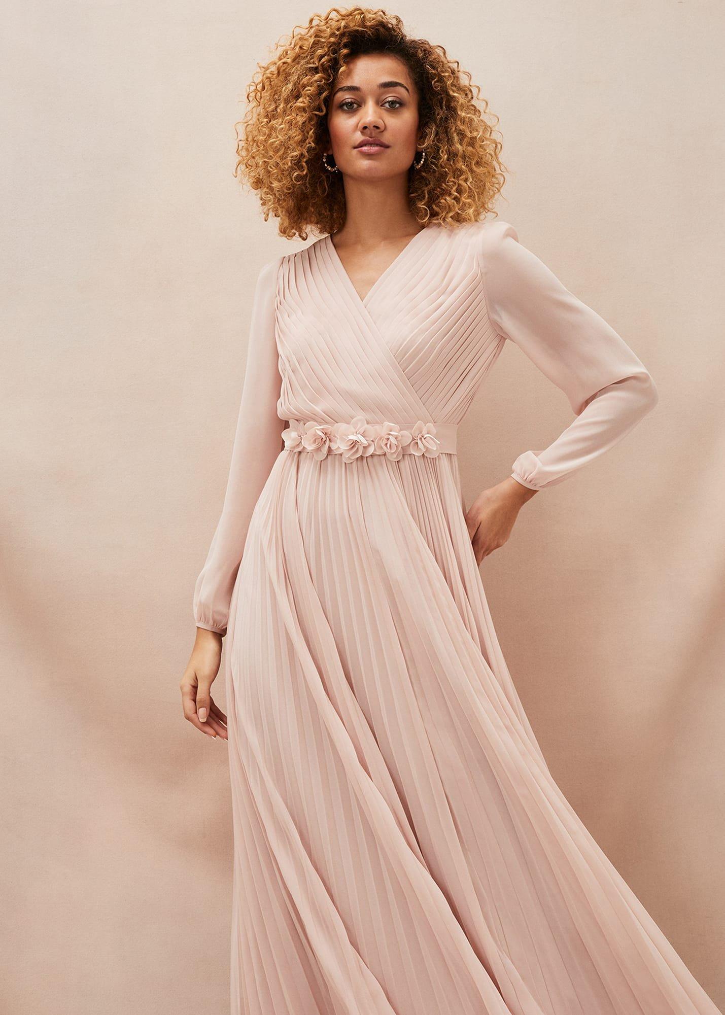 Alecia Pleated Chiffon Maxi Dress