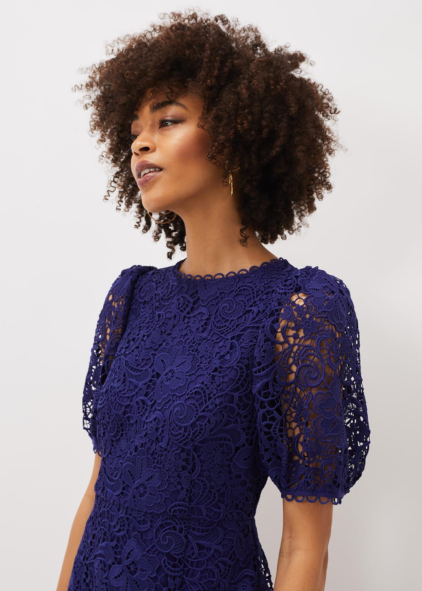 Lidia Guipure Lace Fishtail Dress