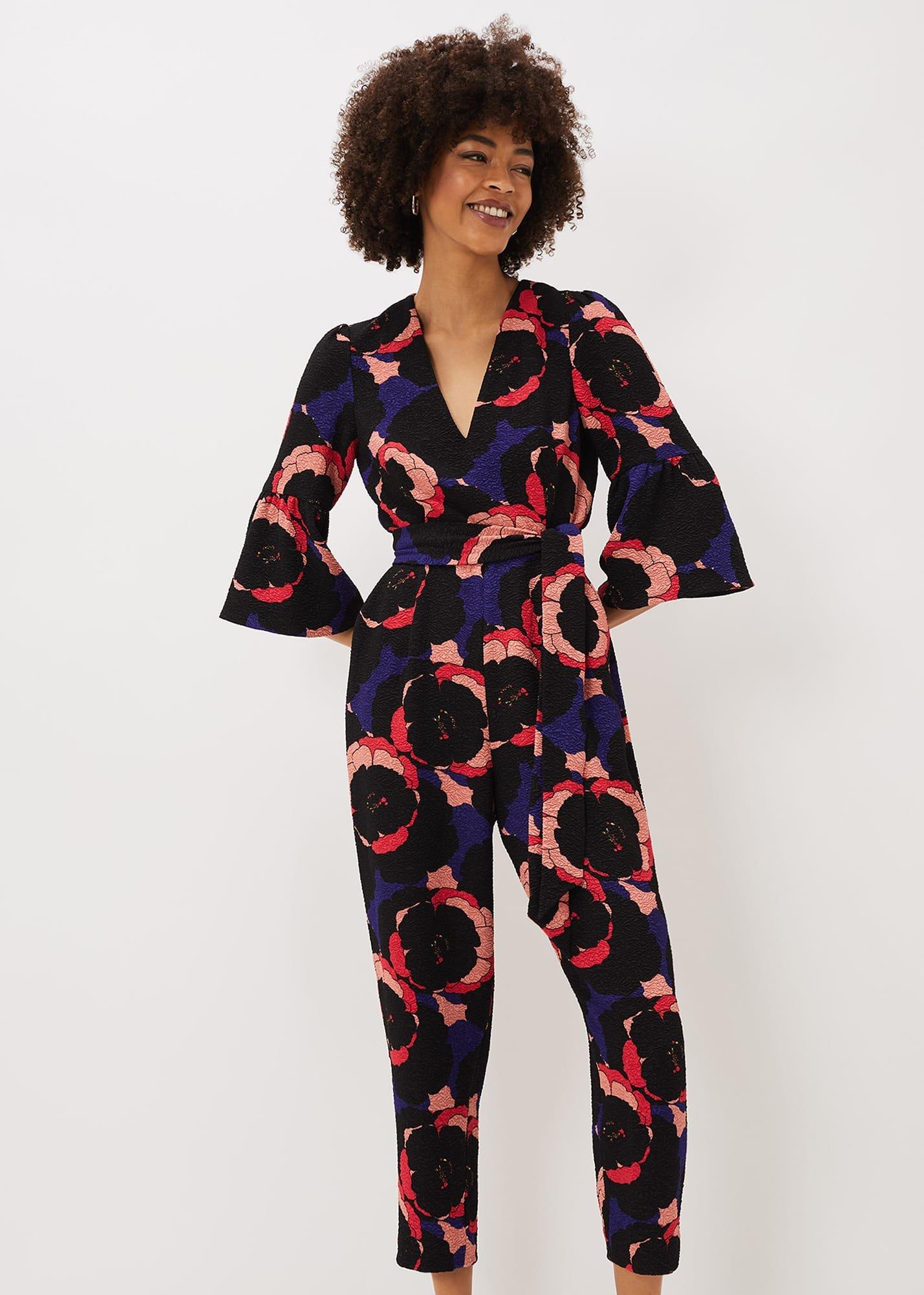 Darcey Floral Textured Tapered Jumpsuit