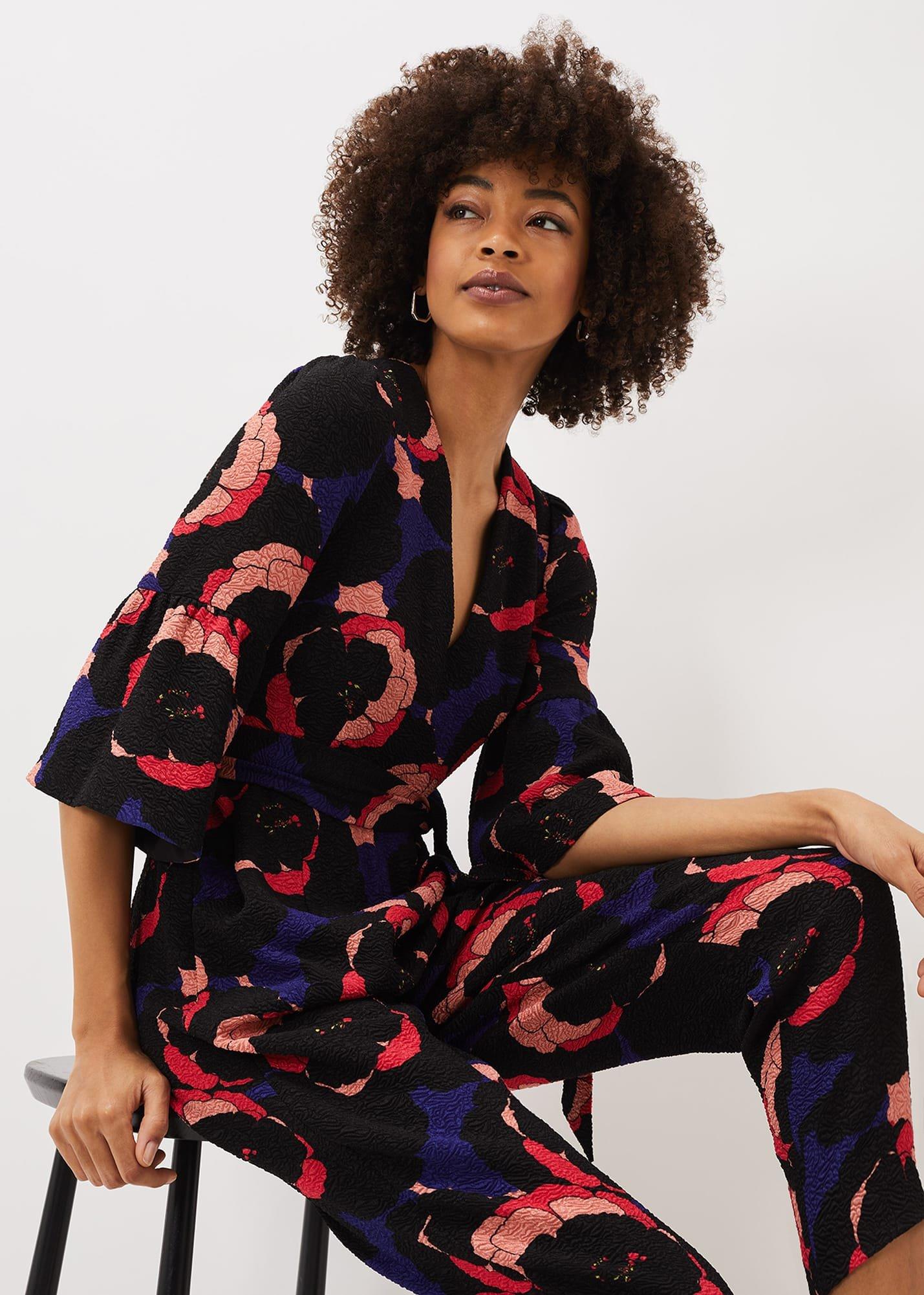 Darcey Floral Textured Tapered Jumpsuit