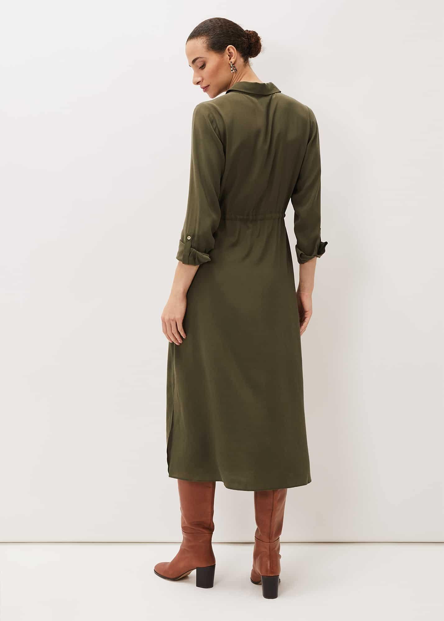 Tana Khaki Midi Dress
