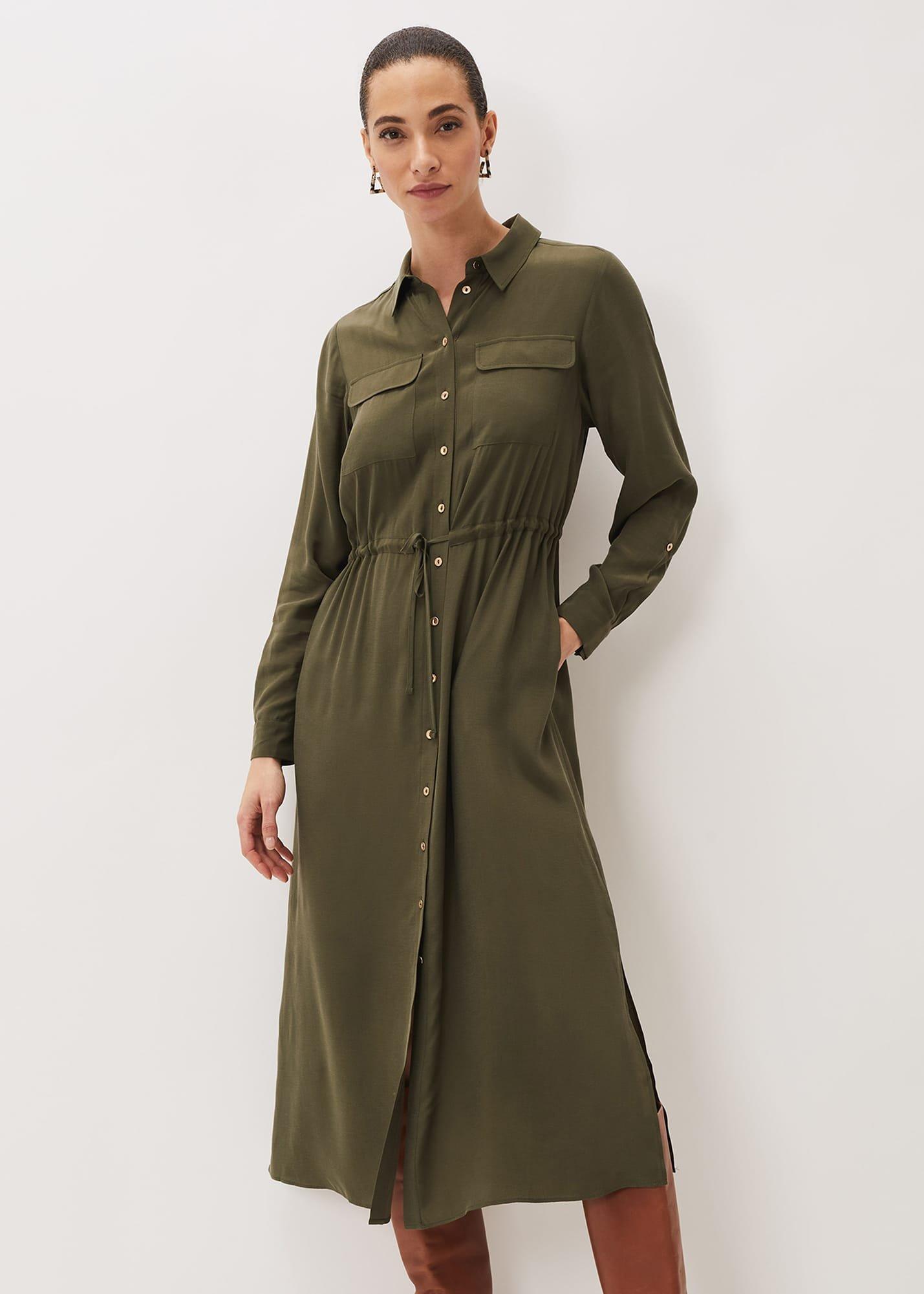 Tana Khaki Midi Dress