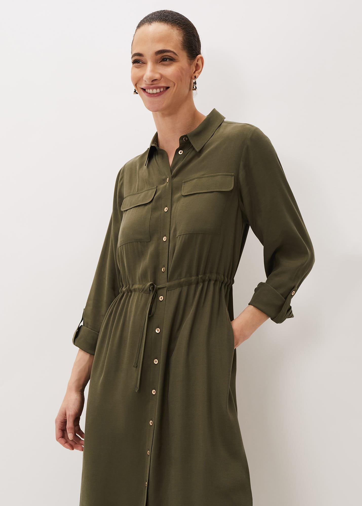 Tana Khaki Midi Dress