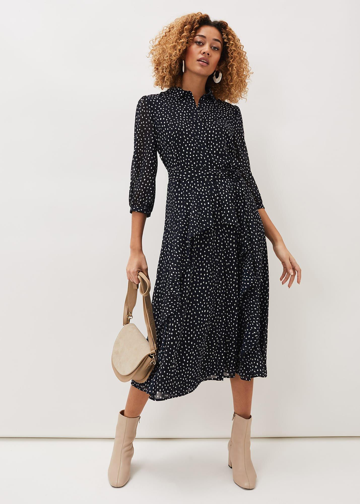Luciana Spot Print Midi Dress