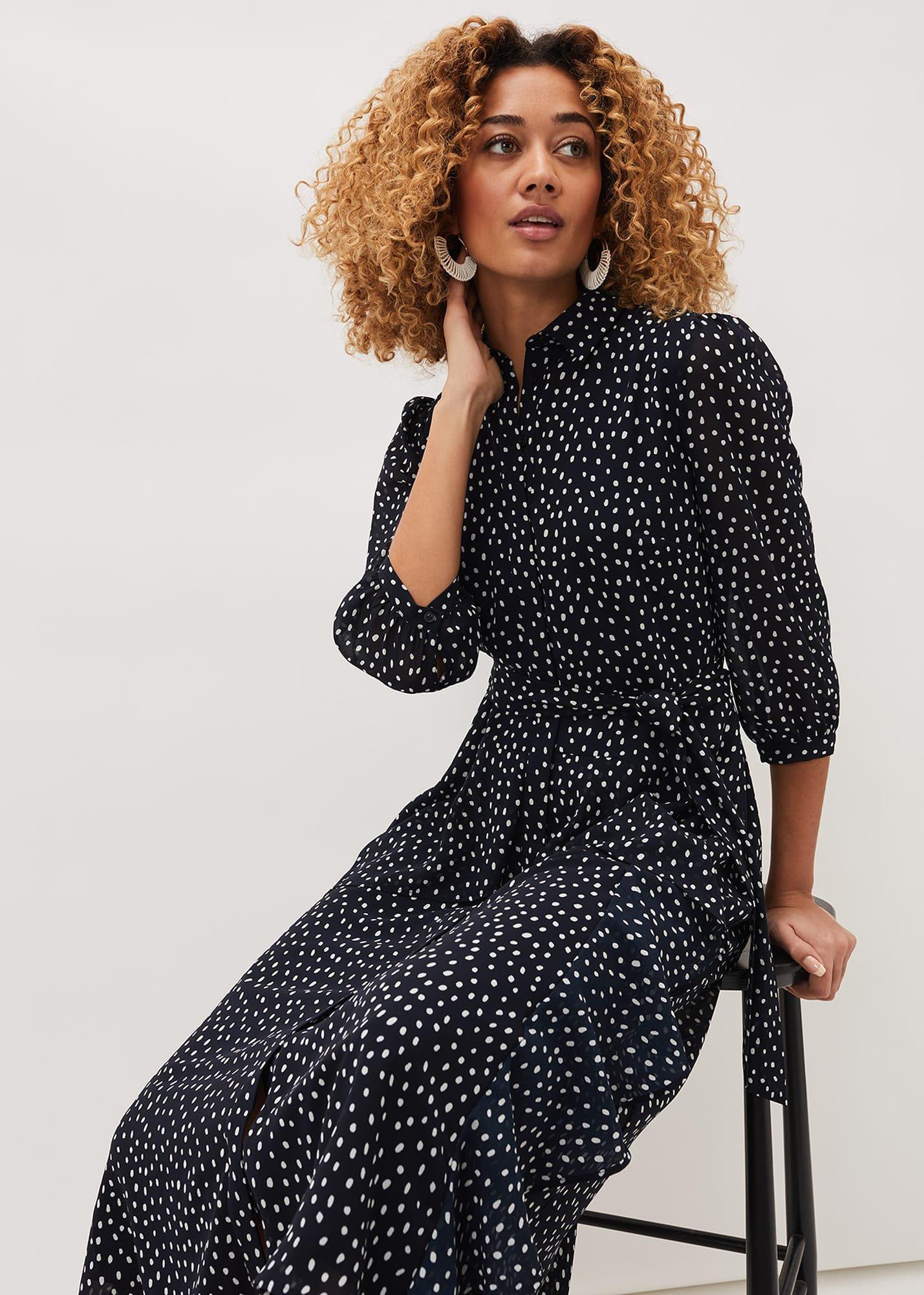 Luciana Spot Print Midi Dress