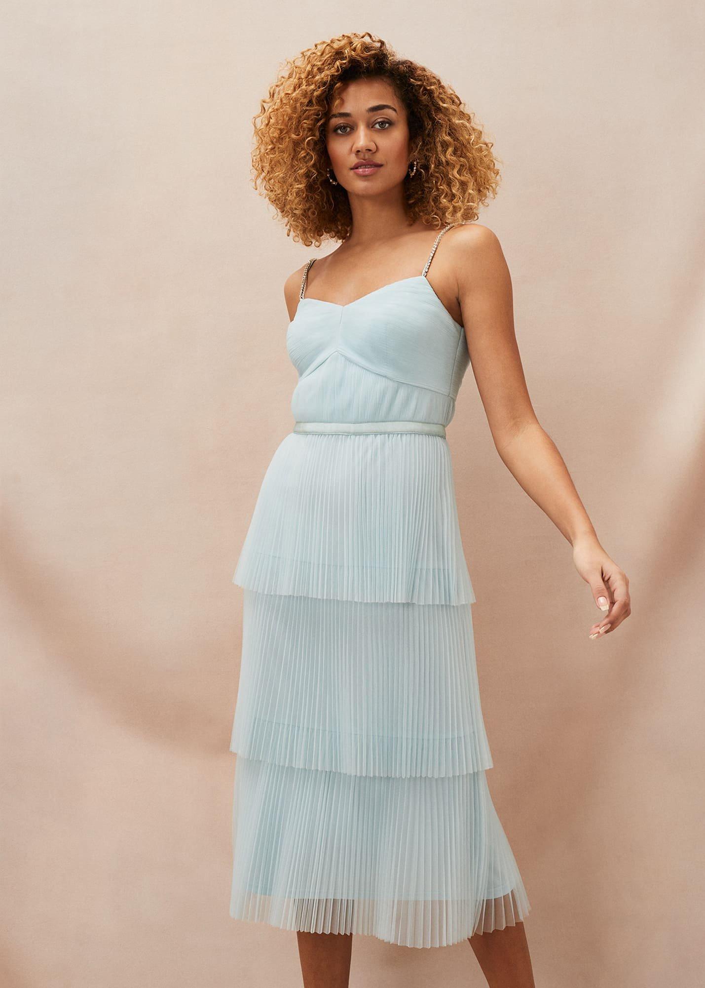 Kaia Pleated Tulle Midi Dress