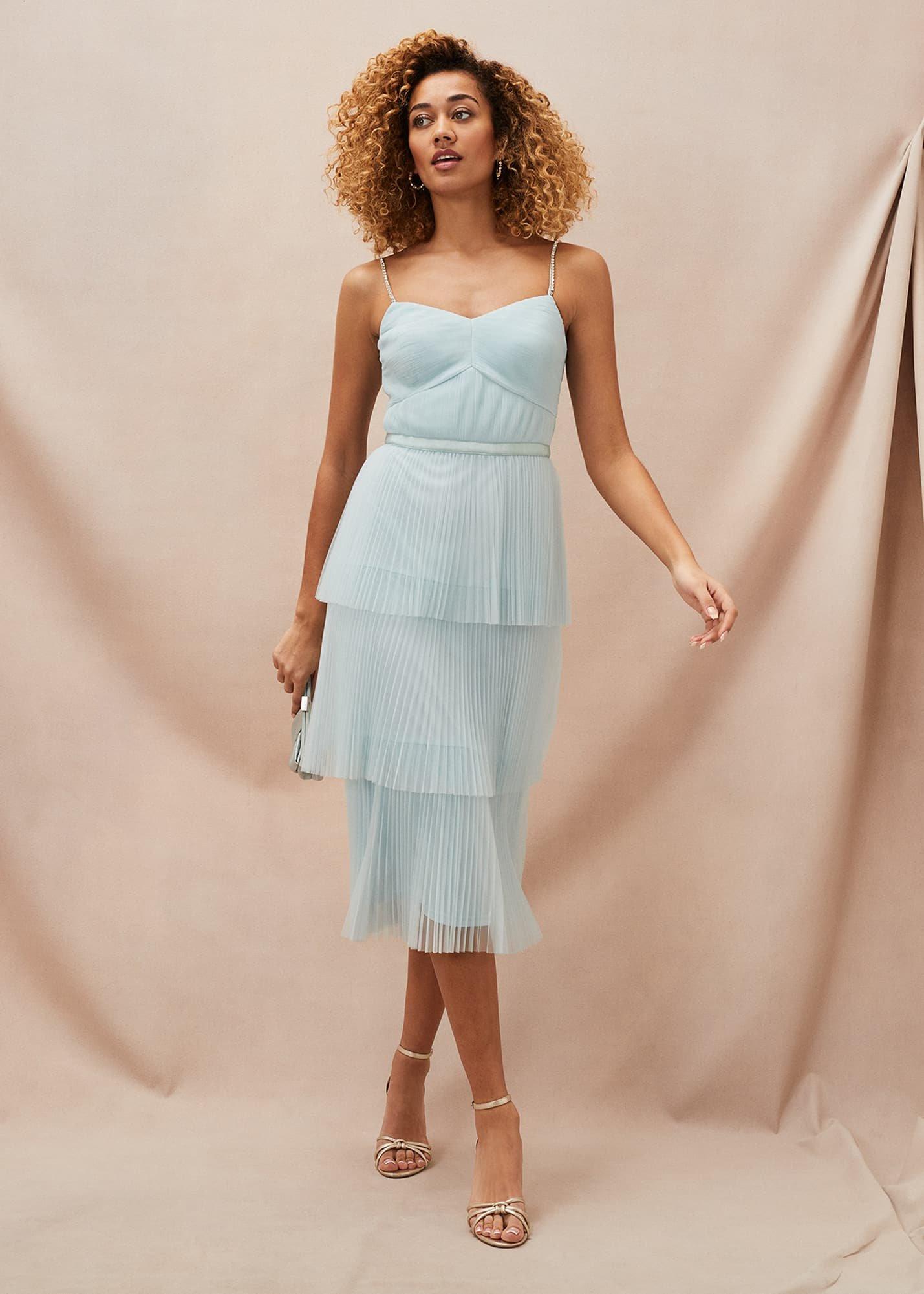 Kaia Pleated Tulle Midi Dress