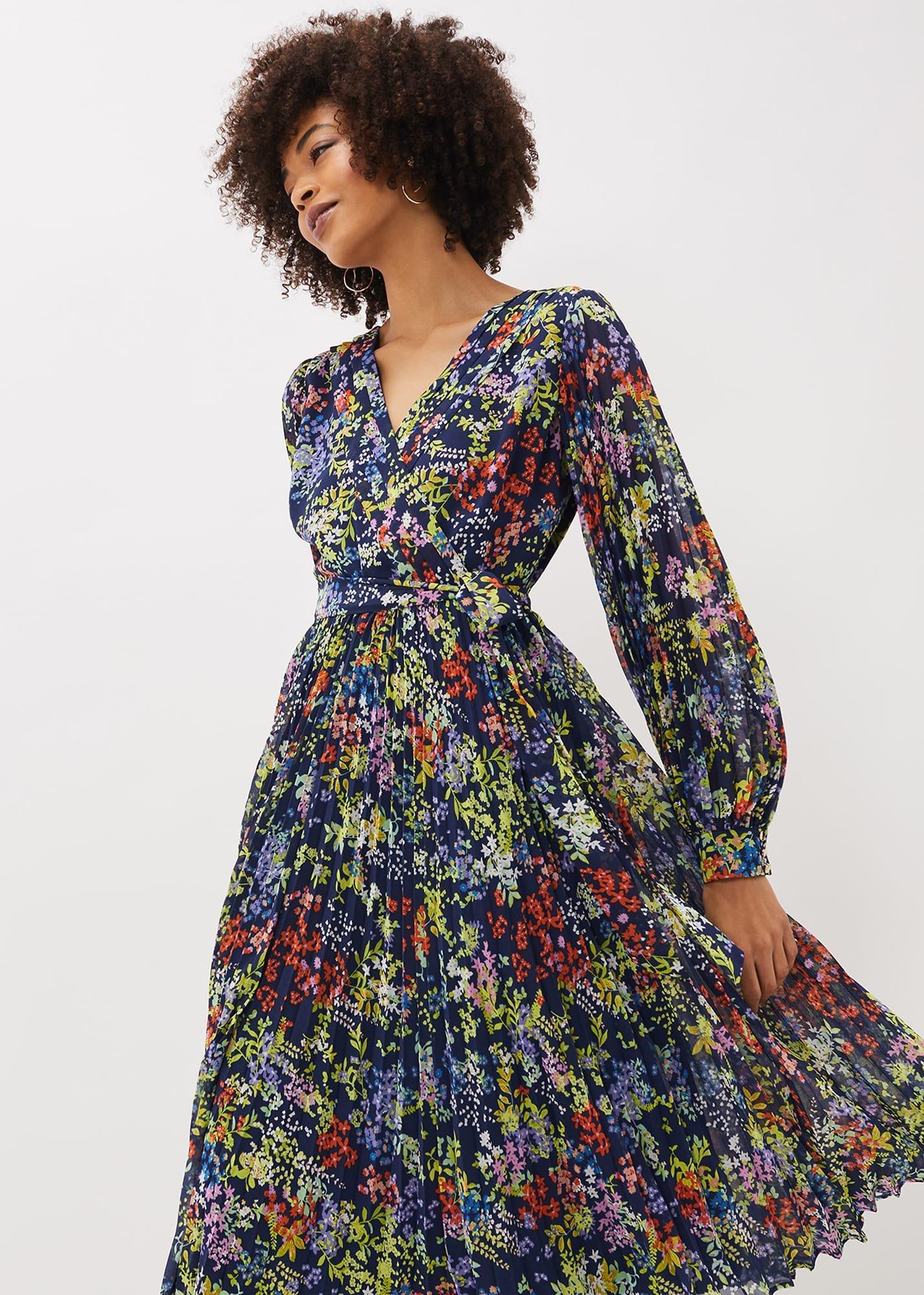 Fenella Ditsy Print Pleated Dress