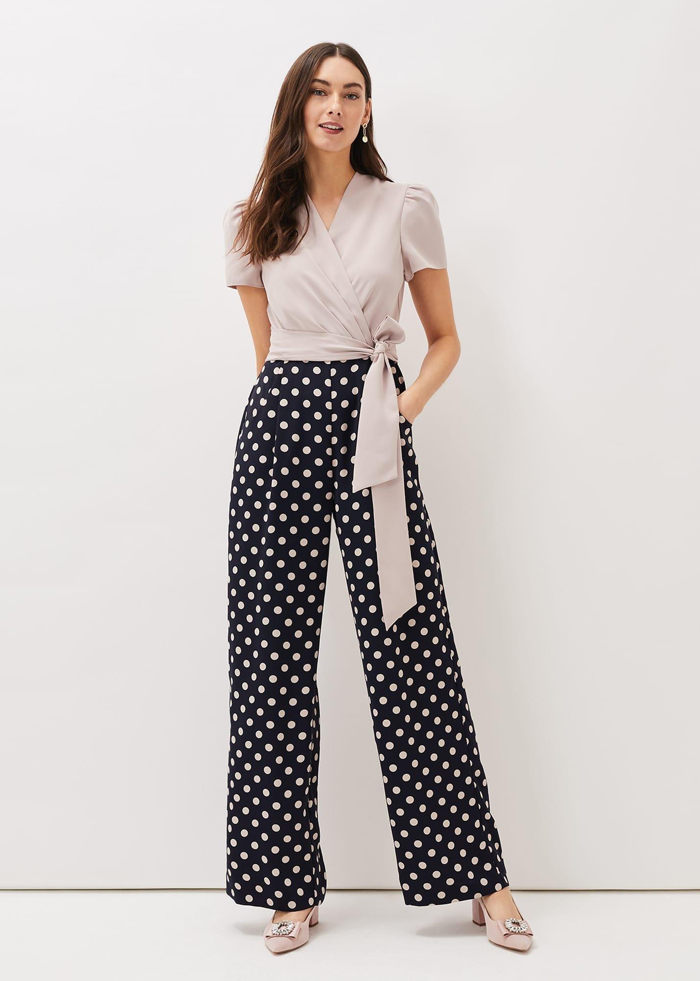 Eloise Spot Print Wide Leg Jumpsuit