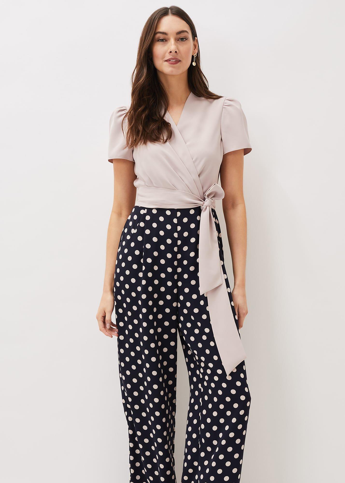 Eloise Spot Print Wide Leg Jumpsuit