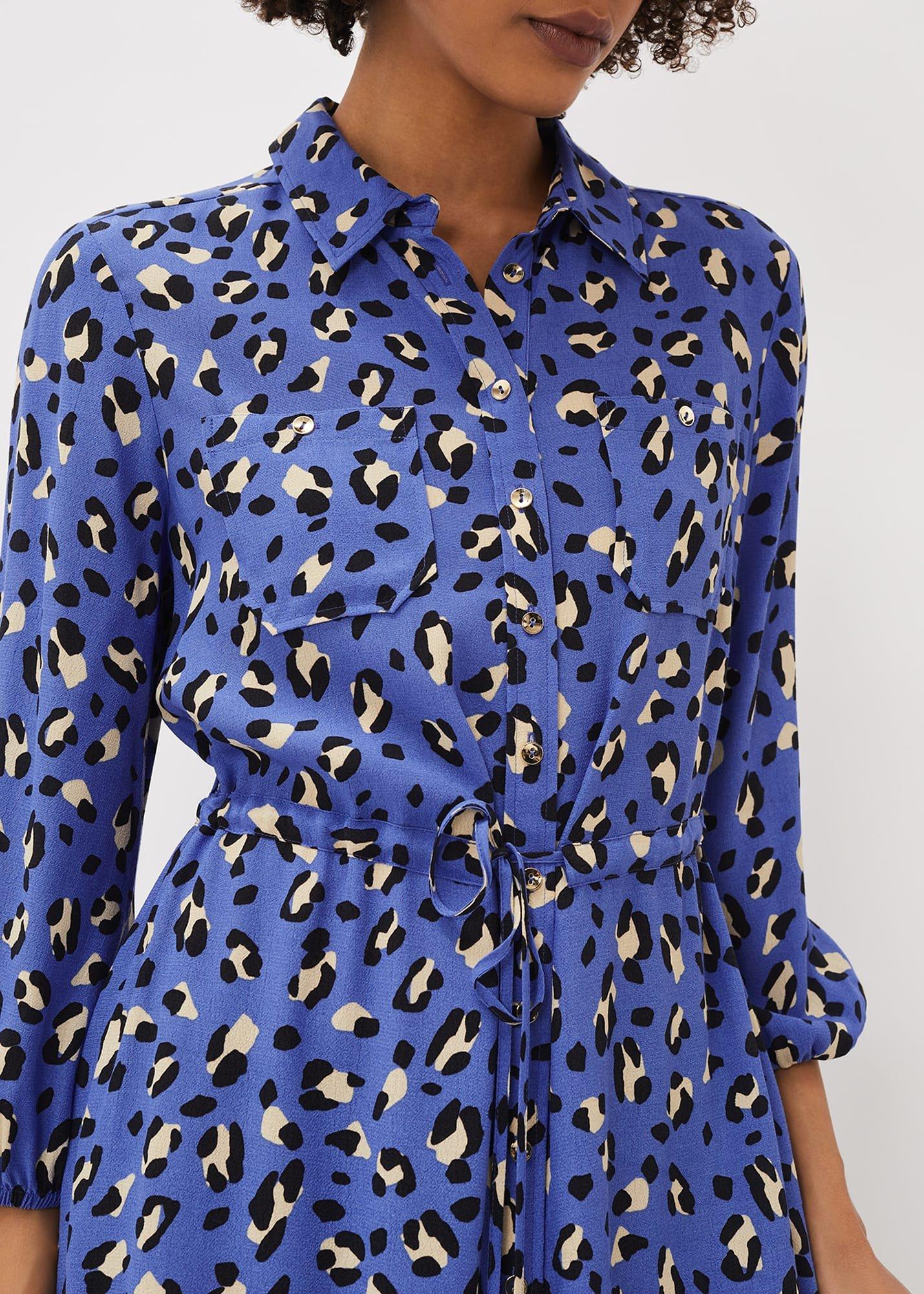 Tana Leopard Print Midi Shirt Dress
