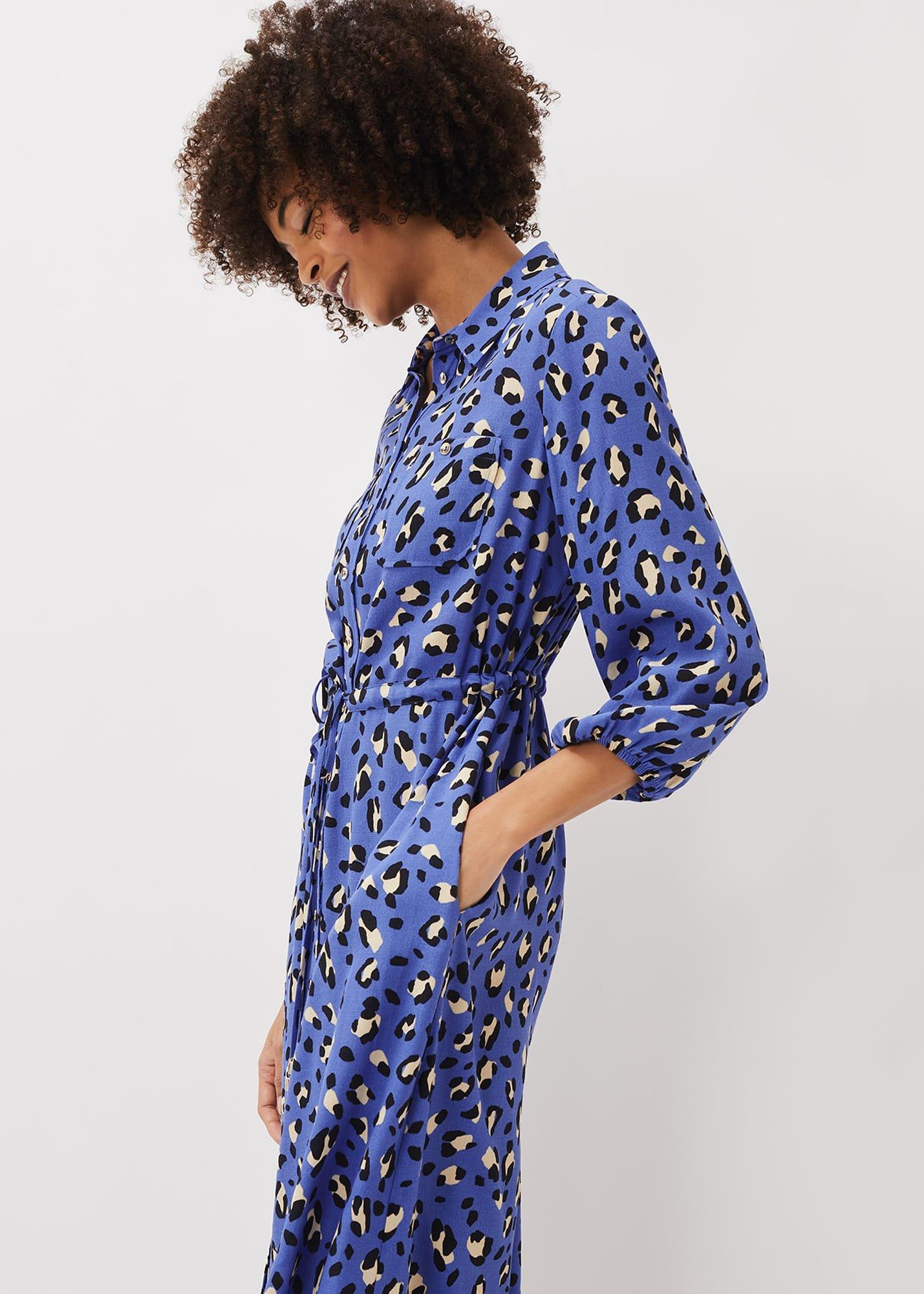 Tana Leopard Print Midi Shirt Dress