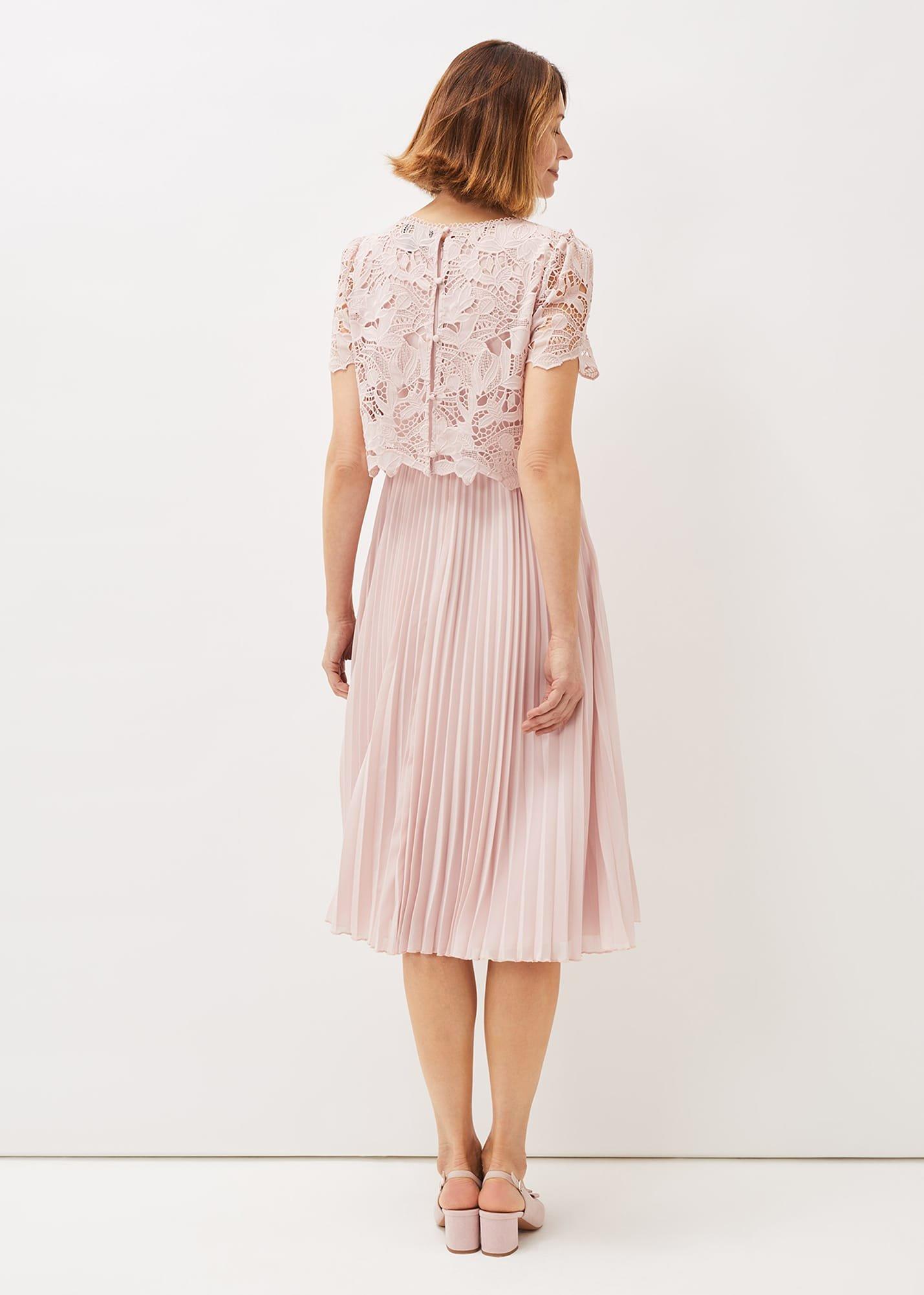 Samina Pleated Double Layer Lace Dress