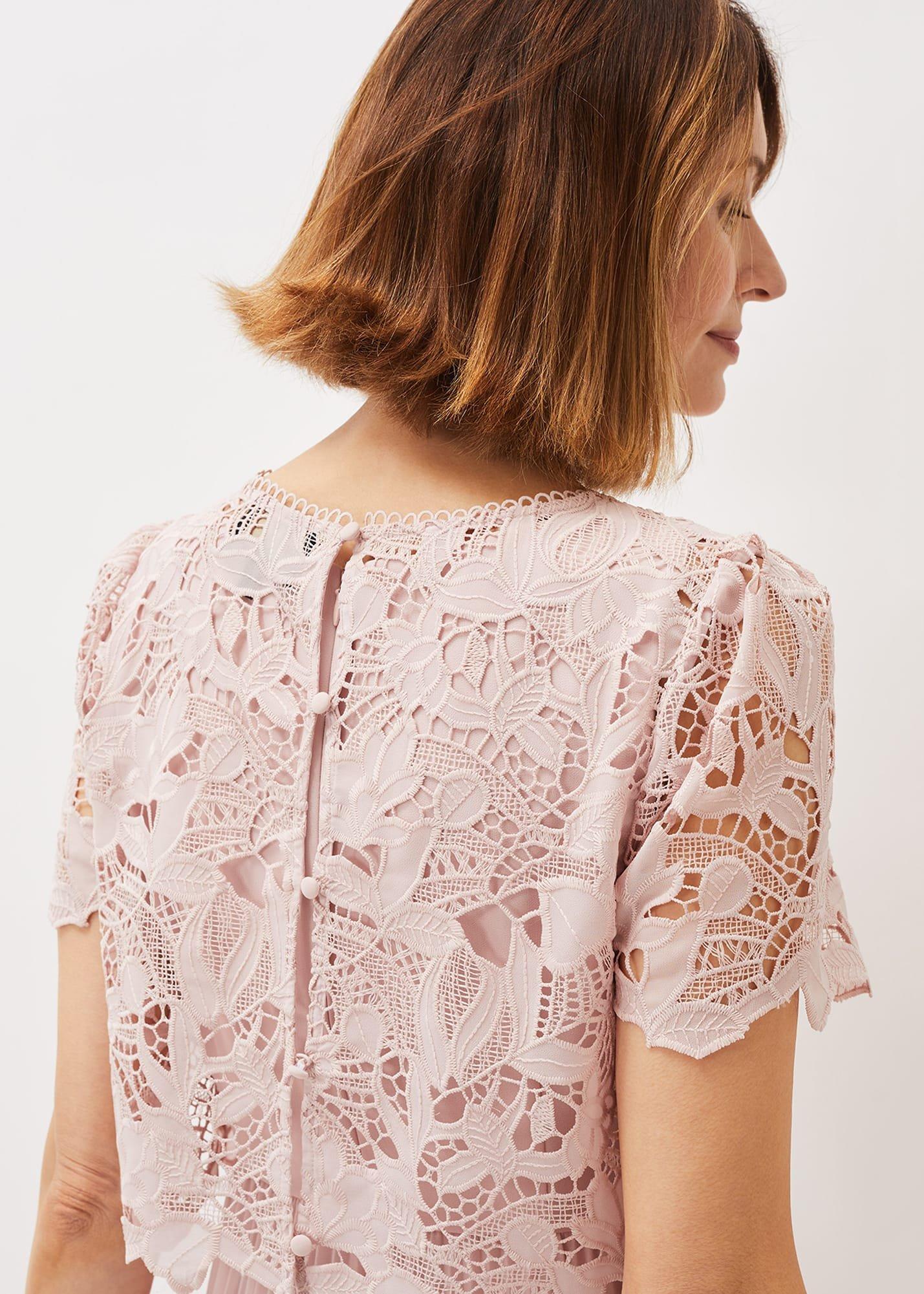 Samina Pleated Double Layer Lace Dress