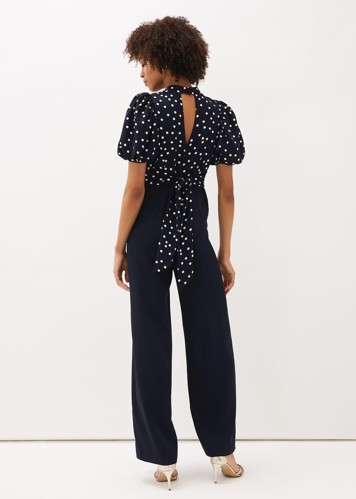 Paulina Puff Sleeve Spot Jumpsuit