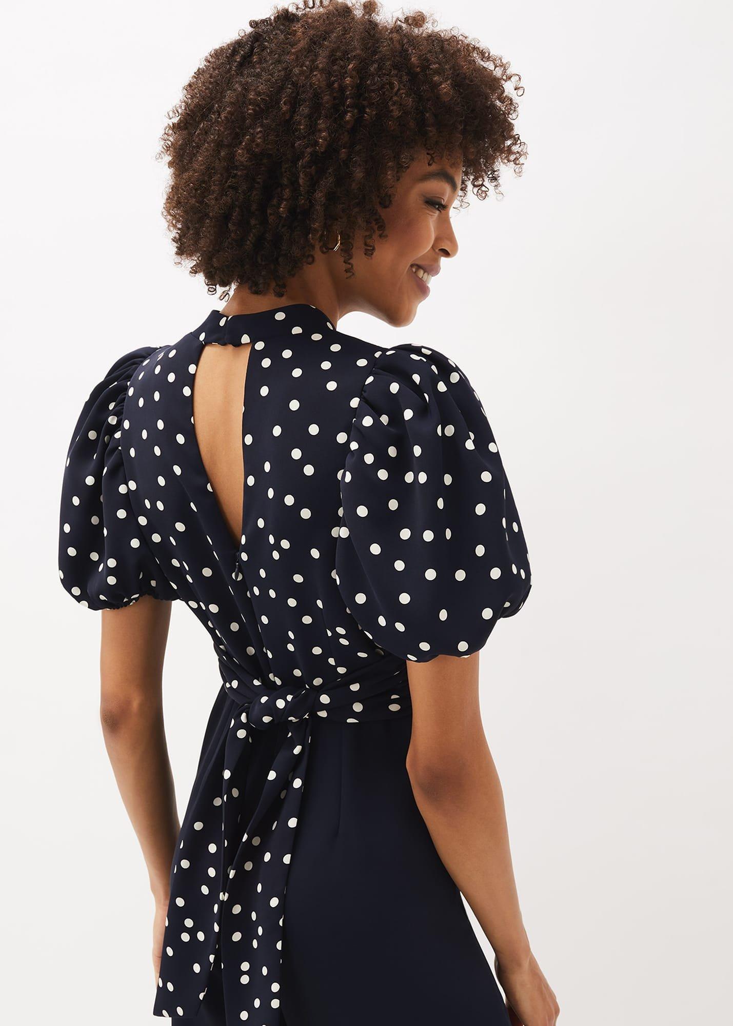 Paulina Puff Sleeve Spot Jumpsuit