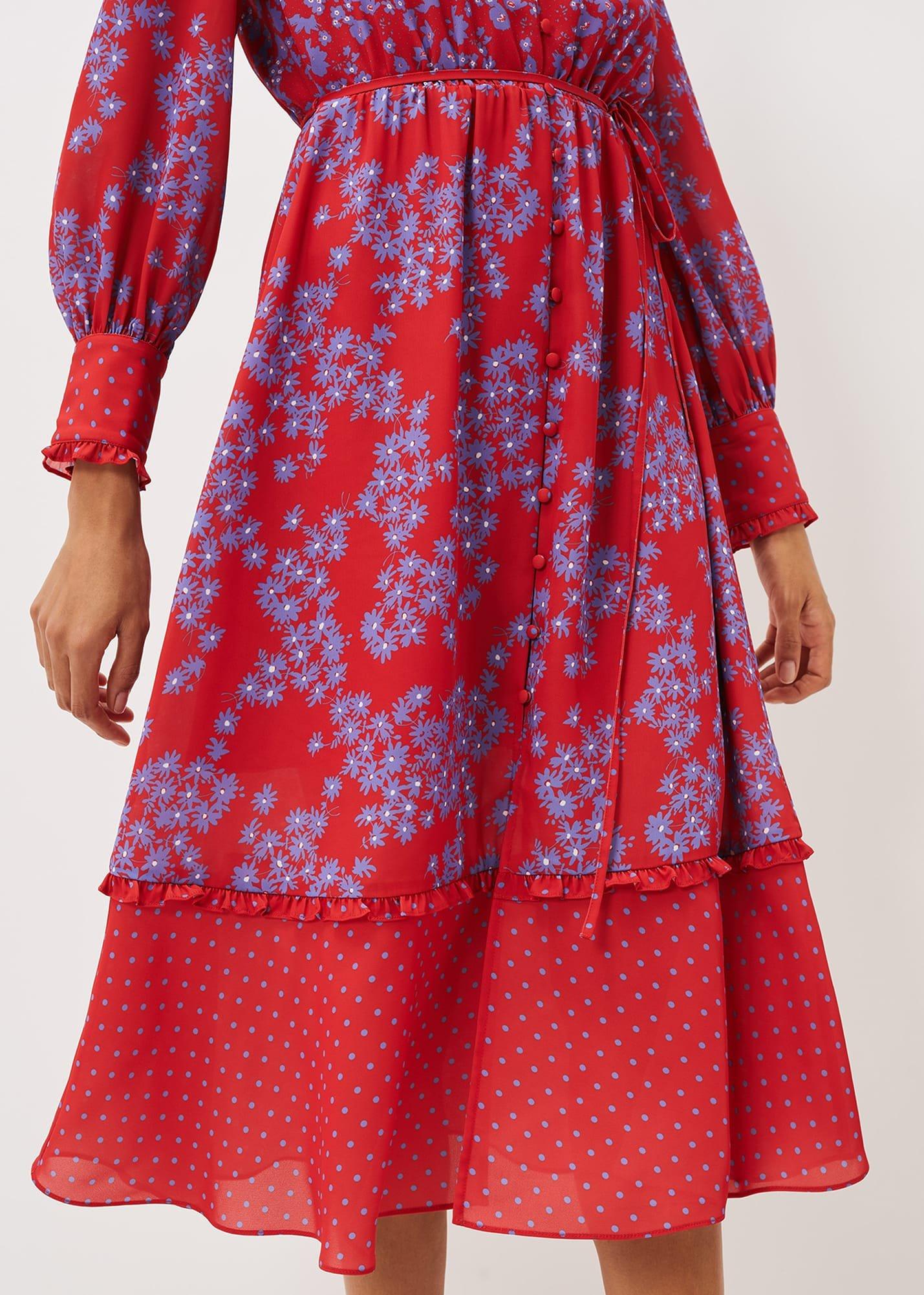 Zahara Floral And Spot Print Dress