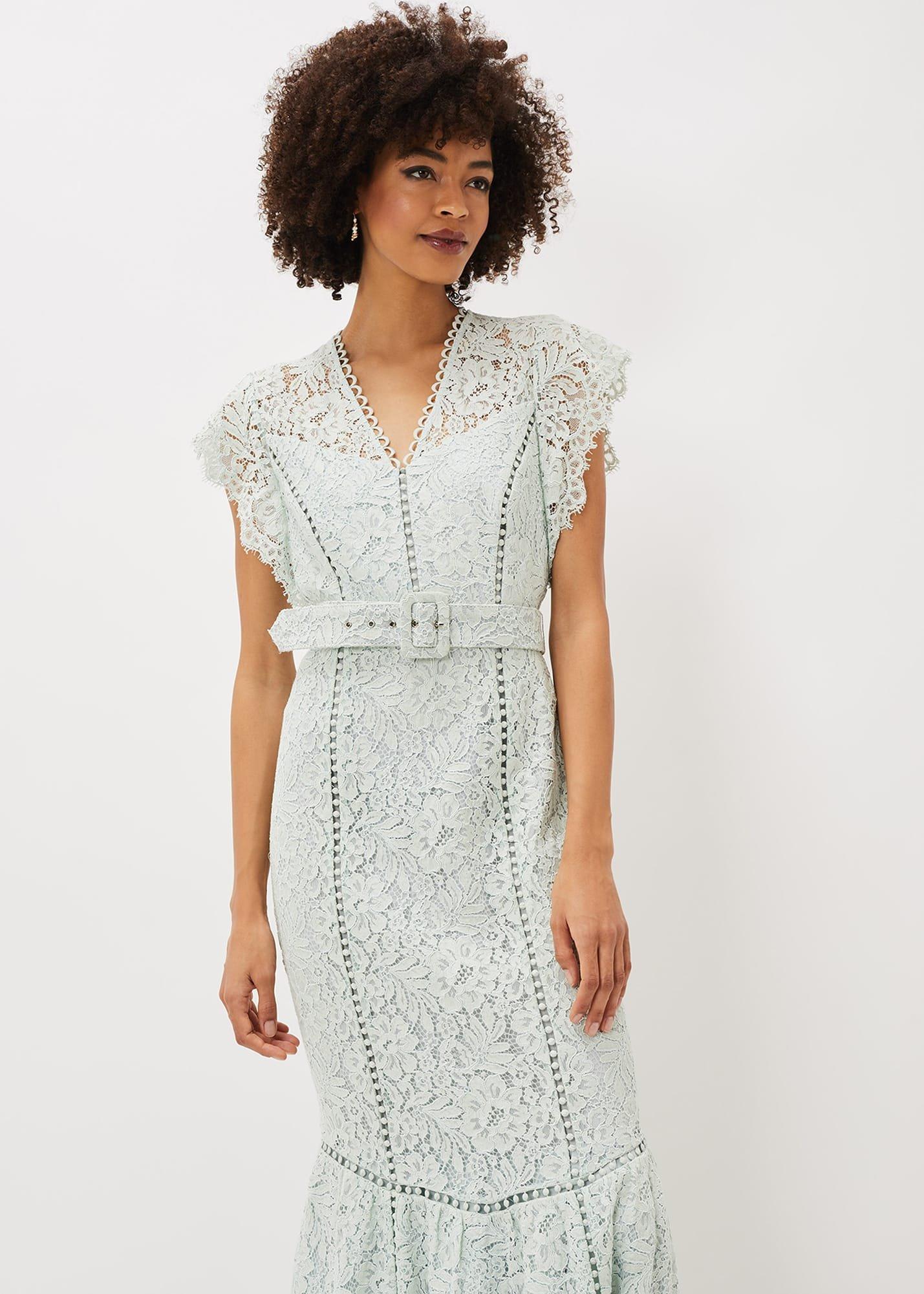 Esmerelda Lace Belted Fishtail Dress