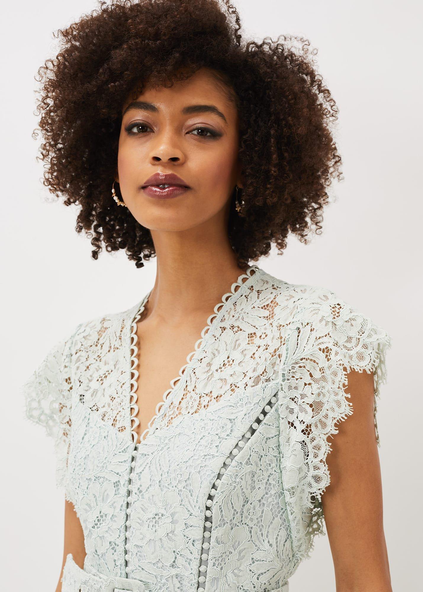 Esmerelda Lace Belted Fishtail Dress