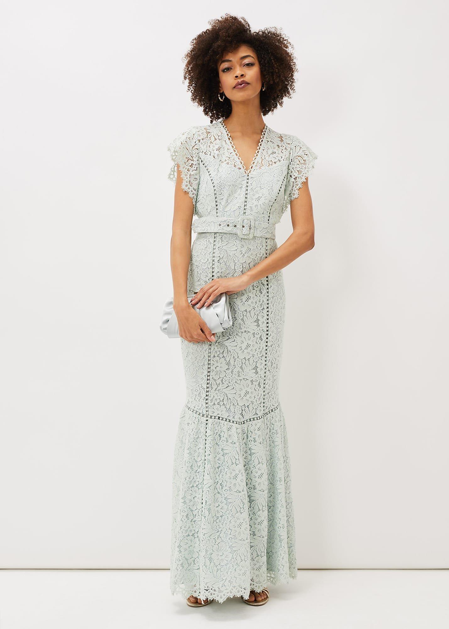 Esmerelda Lace Belted Fishtail Dress