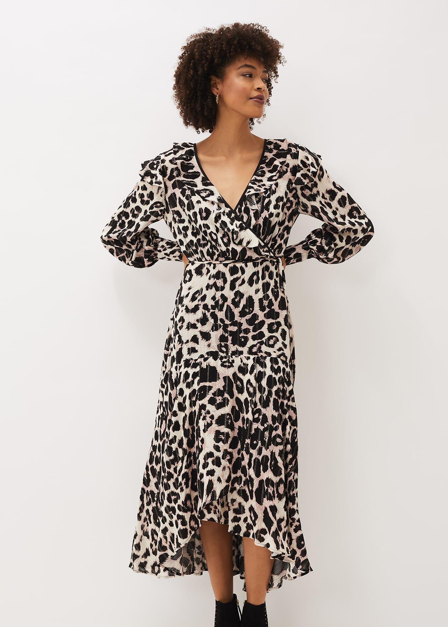 Chelsie Leopard Wrap Dress