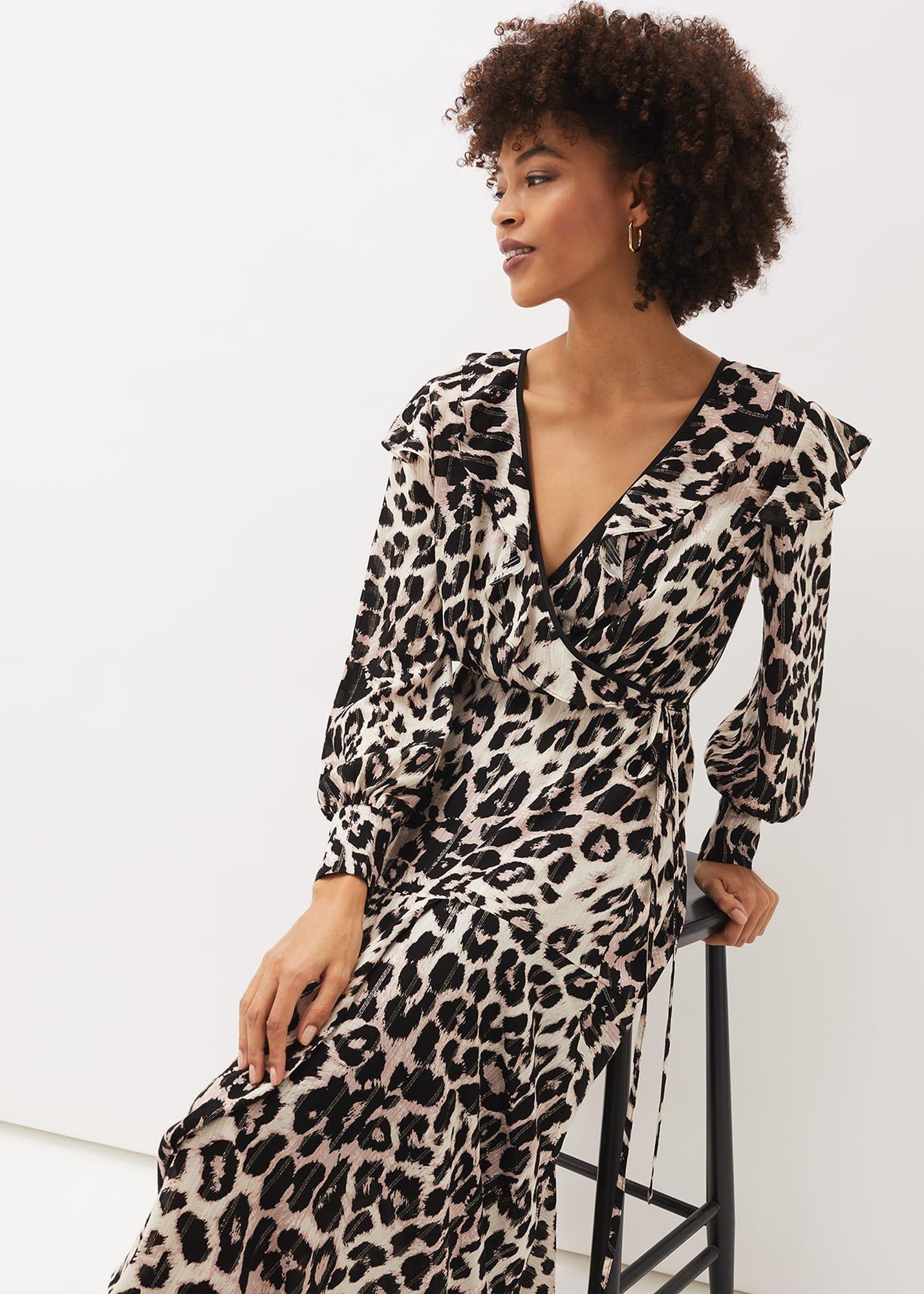 Chelsie Leopard Wrap Dress