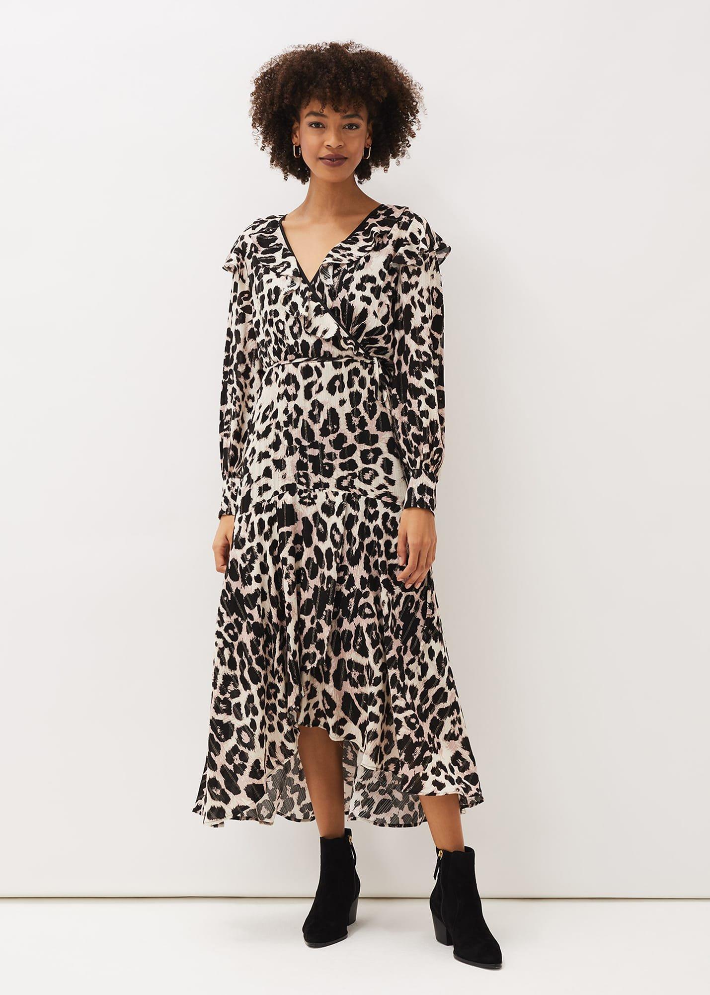 Chelsie Leopard Wrap Dress