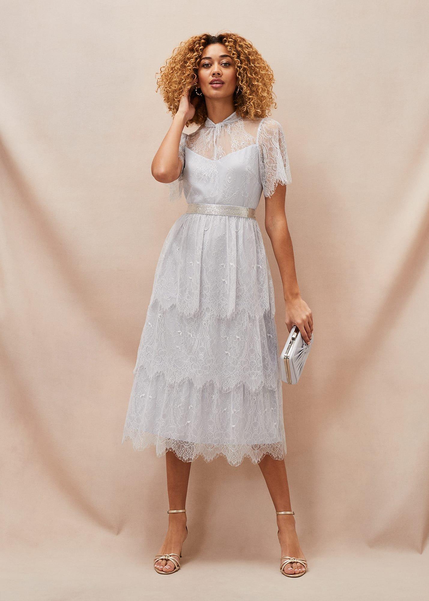 Ginnie Lace Tiered Midi Dress