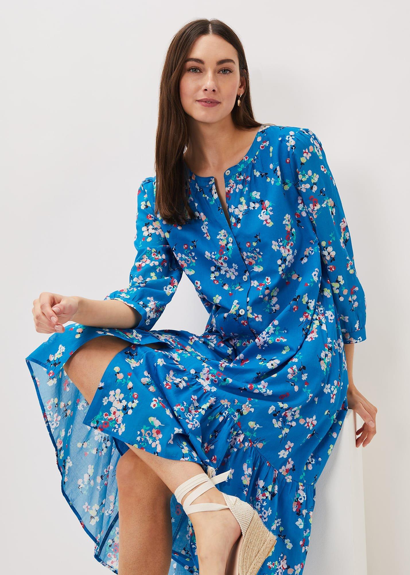 Cotton Floral Tiered Dress