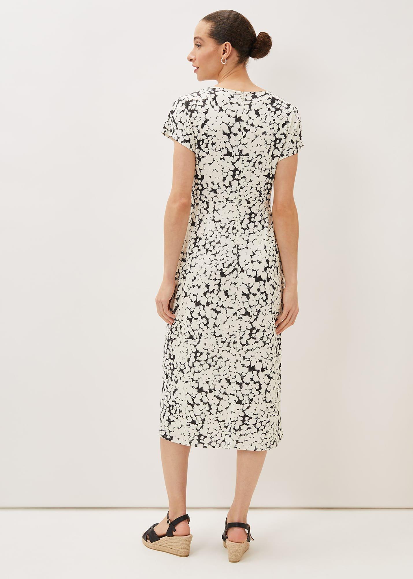 Jaelynn Ditsy Cowl Tie Waist Print Dress