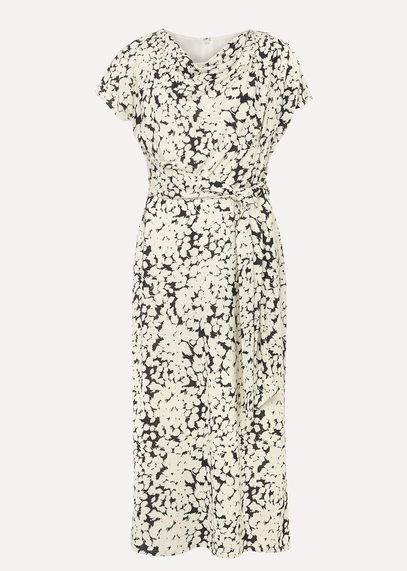 Jaelynn Ditsy Cowl Tie Waist Print Dress