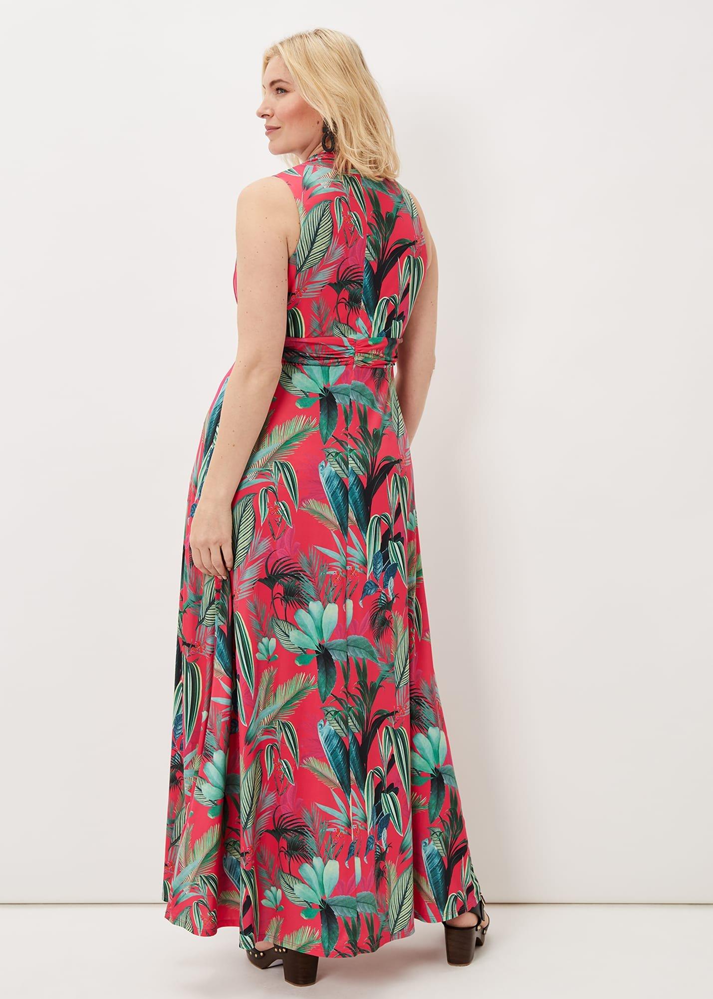 Antonia Jersey Palm Print Maxi Dress