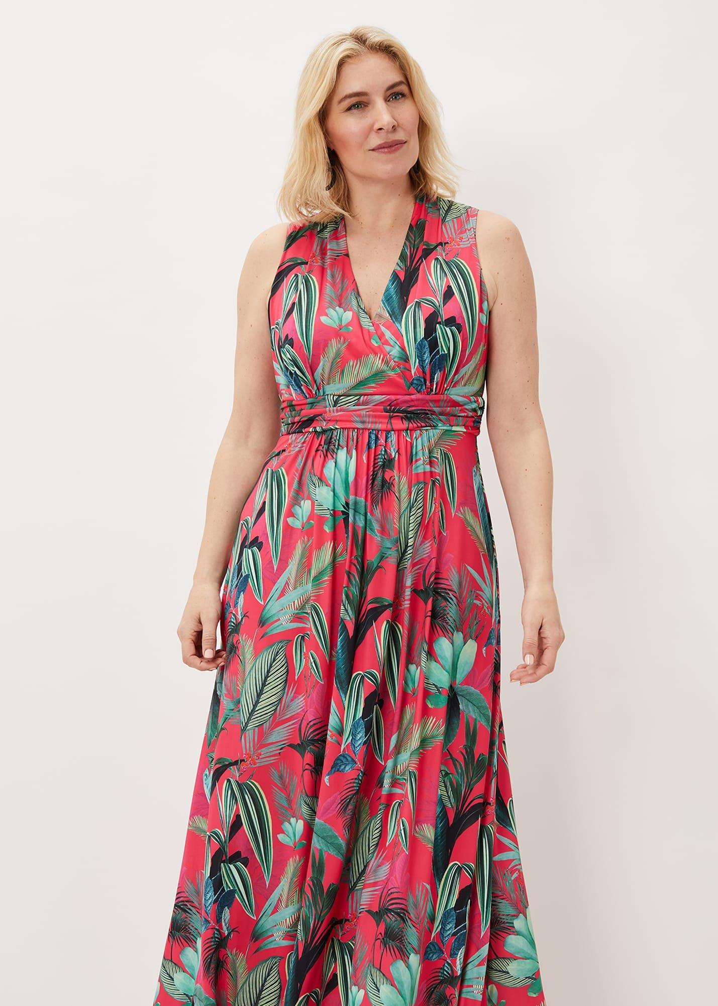 Antonia Jersey Palm Print Maxi Dress