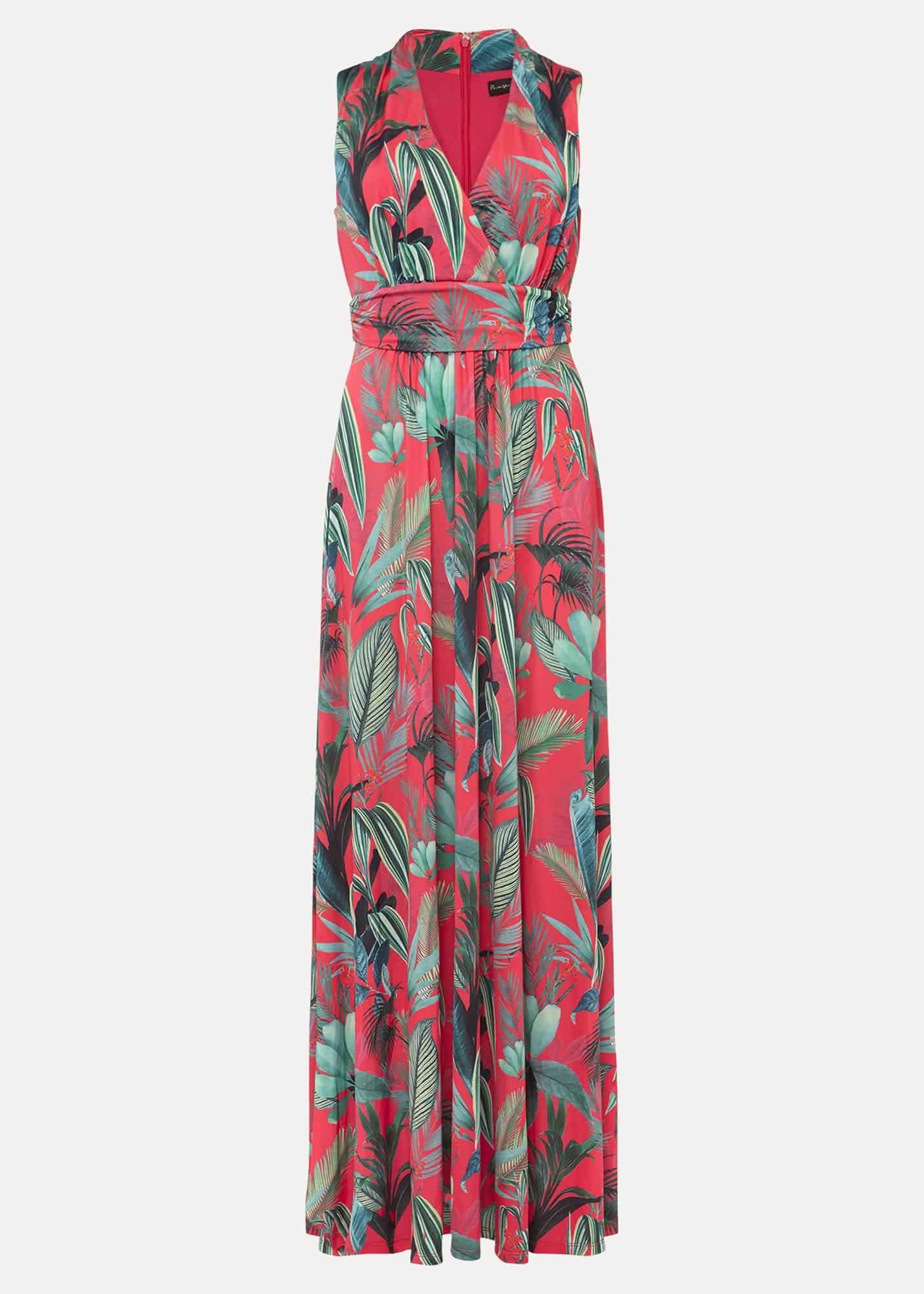Antonia Jersey Palm Print Maxi Dress