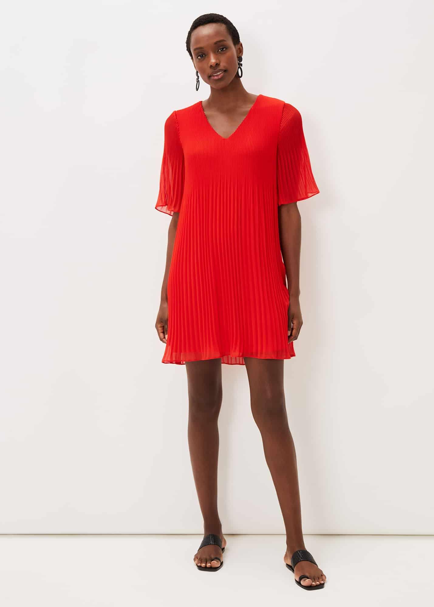 Ella Pleated Shift Dress