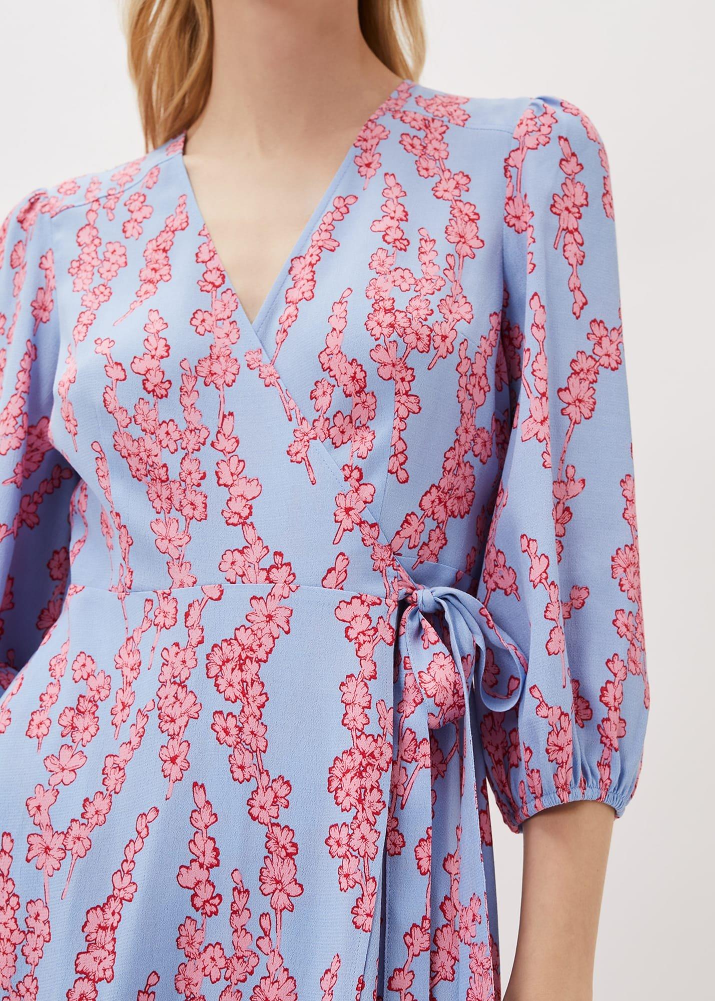 Jean Floral Wrap Midi Dress