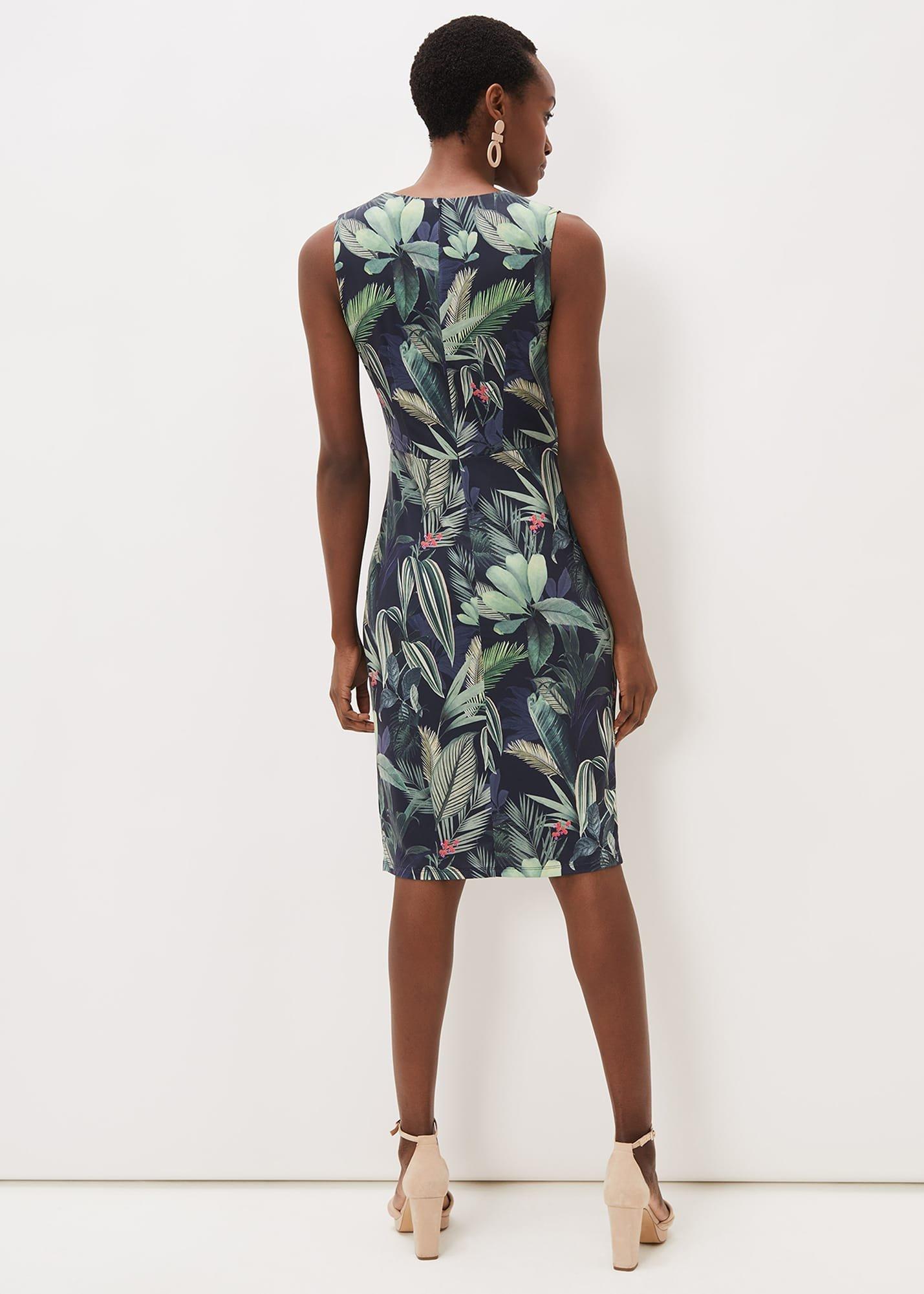 Maya Jersey Palm Print Midi Dress
