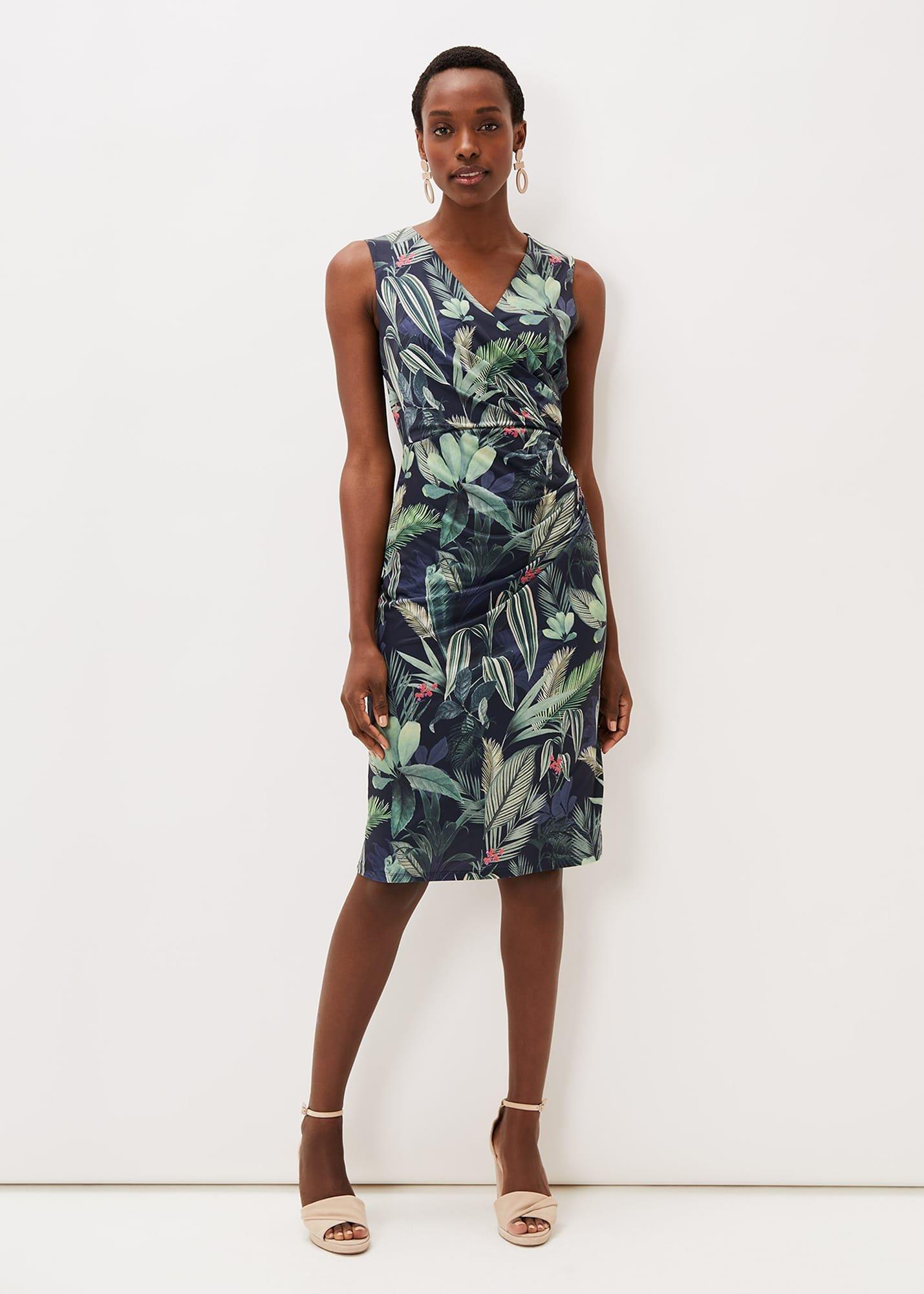 Maya Jersey Palm Print Midi Dress