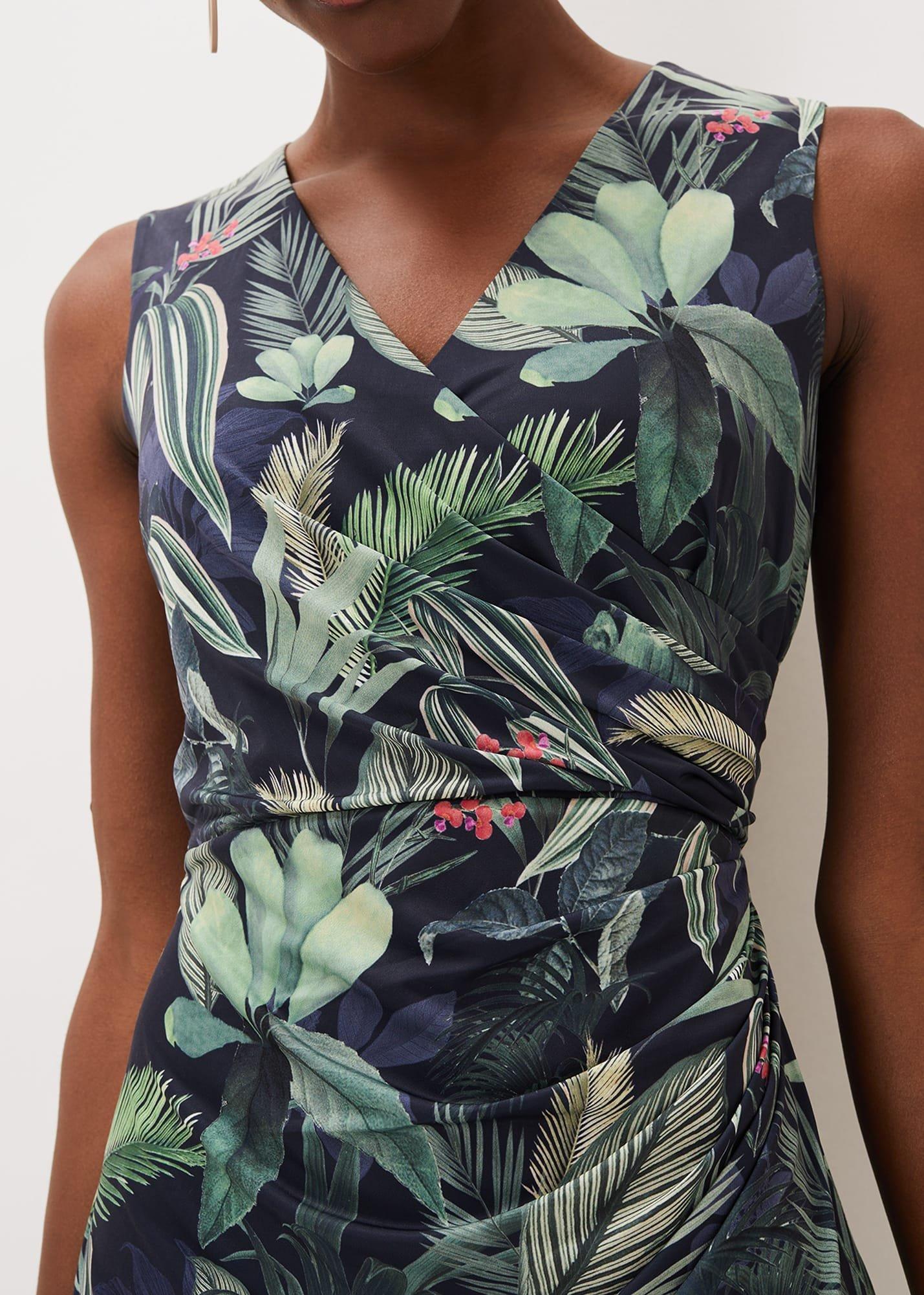 Maya Jersey Palm Print Midi Dress
