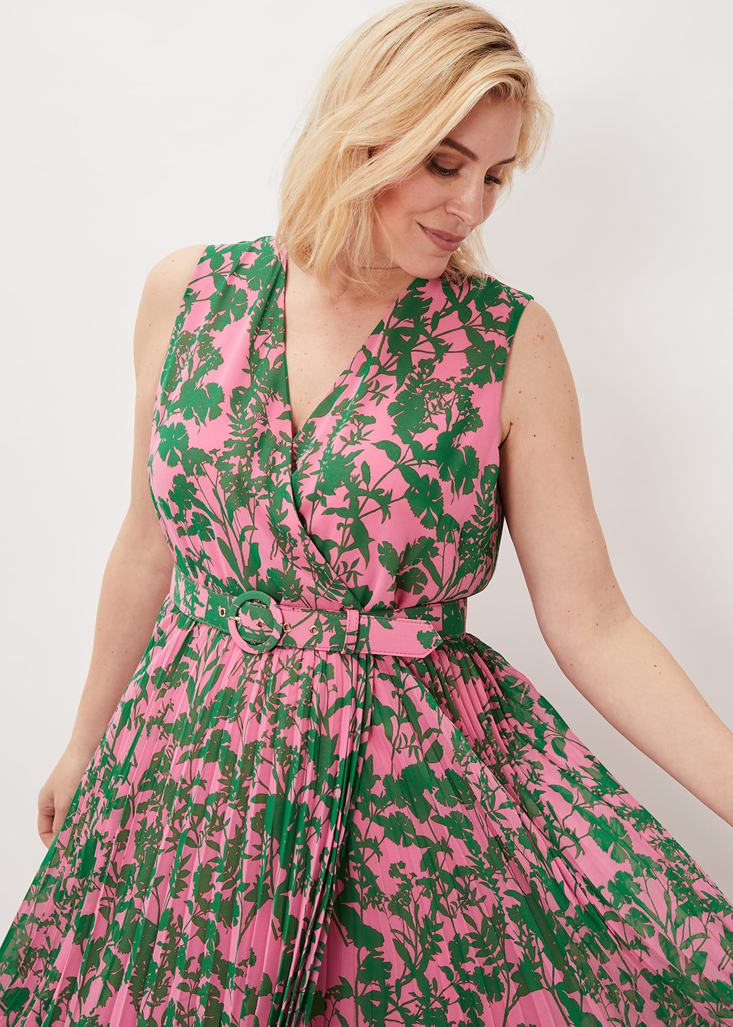 Brianna Pleated Print Dress