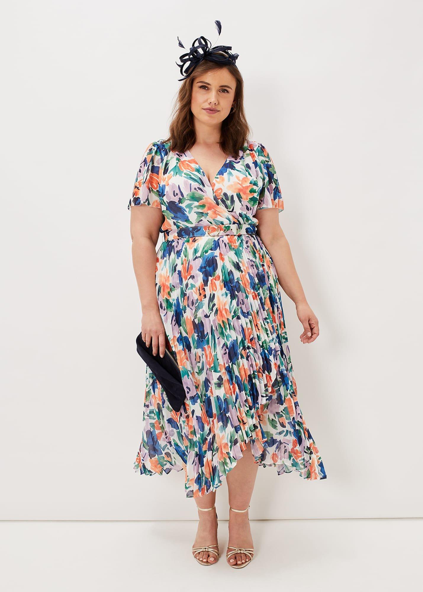 Essie Floral Pleated Midi Dress